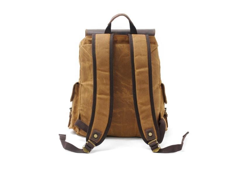 Durable Canvas & Leather Travel Backpack - Waterproof Rucksack Bag for Men & Women - Perfect for Hiking, Camping, Business Trips & Daily Commute