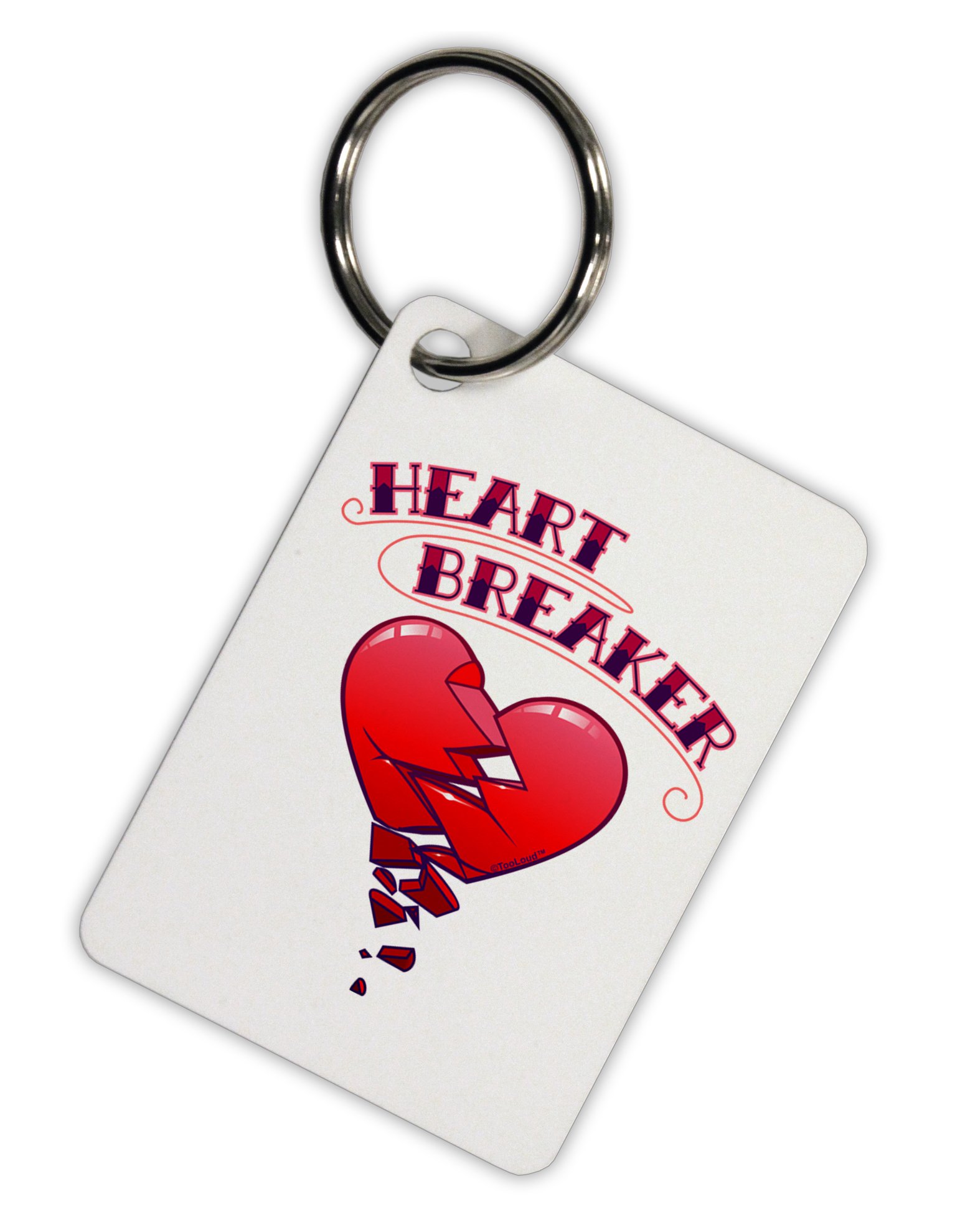 TooLoud Heart Breaker Cute Aluminum Keychain - Durable Metal Key Ring with Heart Design - Perfect for Gifts, Backpacks, and Key Organization (Silver)