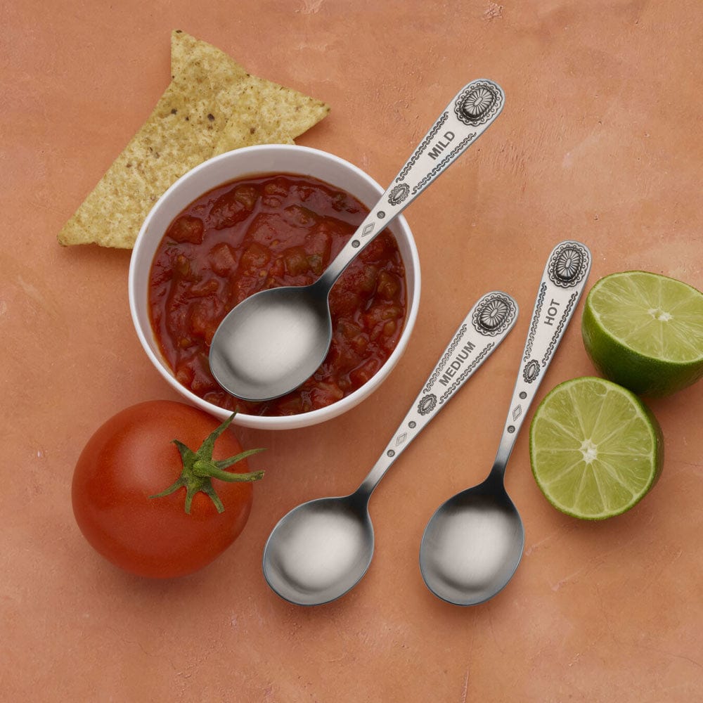 Taos Set of 3 Stainless Steel Salsa Spoons - Perfect for Guacamole, Salsa & Dips - Kitchen & Party Serving Utensils