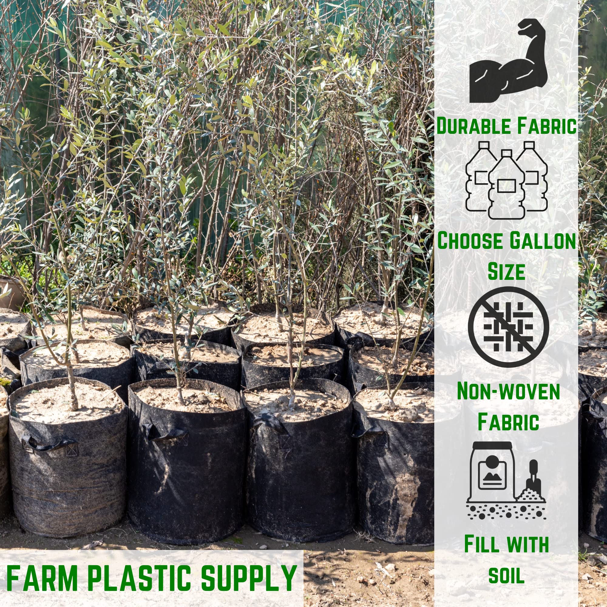 400 Gallon Fabric Grow Bags (1 Pack) - Heavy Duty Nonwoven Plant Pots with Handles for Gardening, Farming & Agriculture - Ideal for Vegetables, Fruits, Flowers & Tree Cultivation