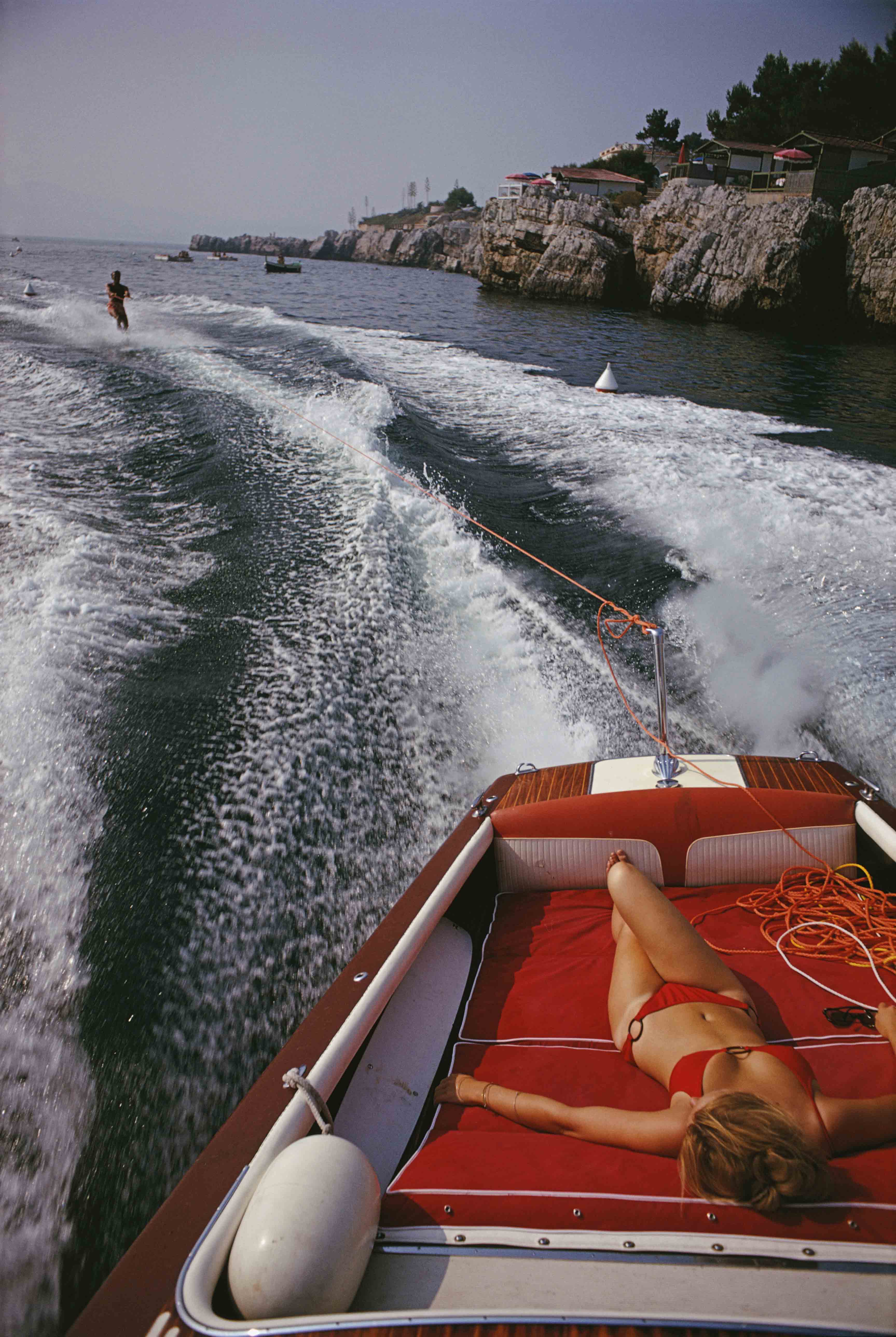 Slim Aarons 'Leisure in Antibes' Fine Art Photography Print - Vintage Beach & Luxury Lifestyle Wall Decor for Home, Office, or Gallery