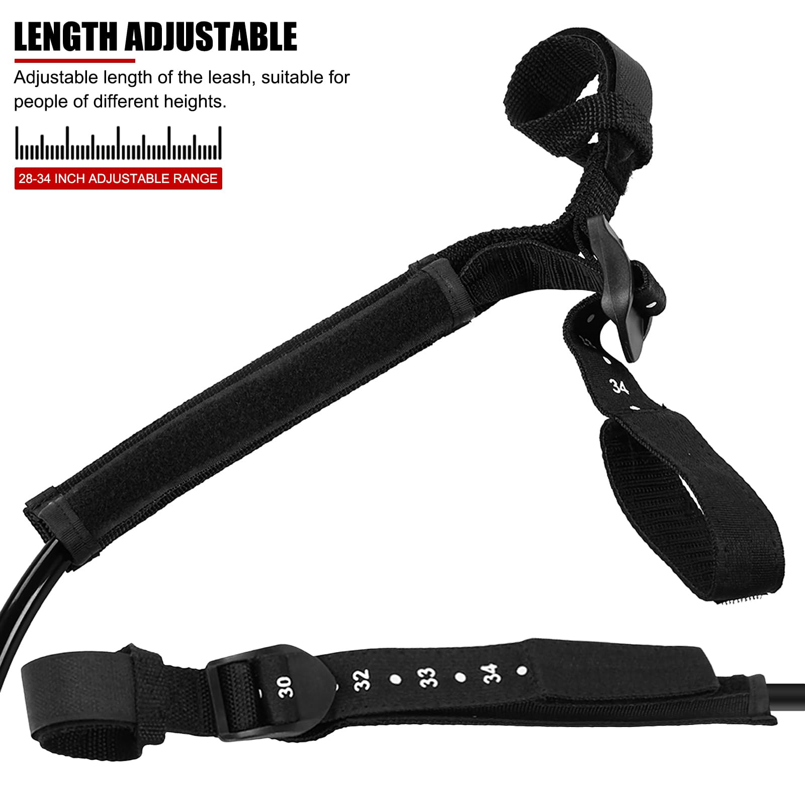 EVTSCAN 2PCS 28-34inch Adjustable Surfing Leash String - Black Safety Windsurfing Harness Lines for Surfboard Accessories | Perfect for Windsurfing, Kite Surfing & Water Sports Equipment