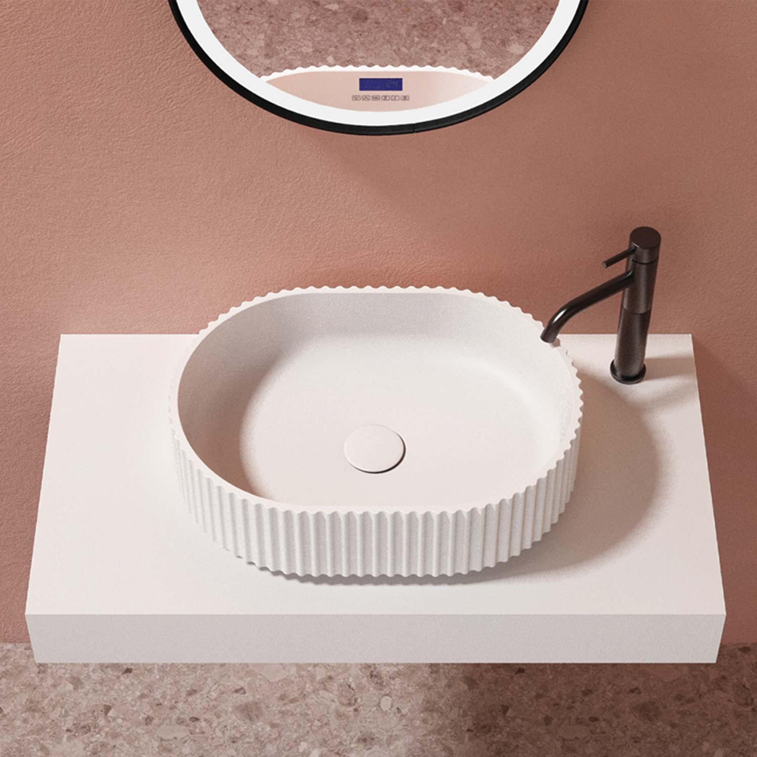 DAX OLYMPIA Matte Finish Vessel Sink - Modern Bathroom Vanity Sink for Contemporary Home Decor