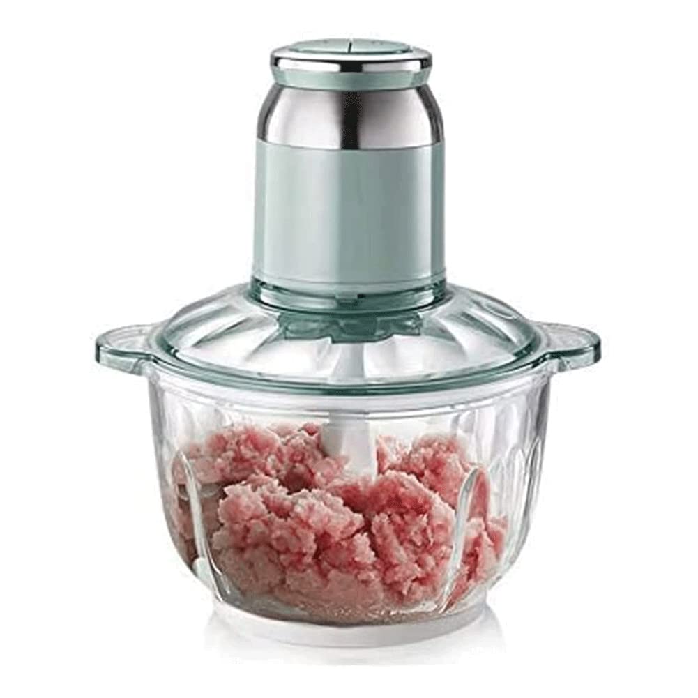 Electric Meat Grinder & Food Chopper - 350W 2.5L Glass Bowl with 6-Cup Capacity, Stainless Steel Motor & 4 Sharp Blades for Grinding Meat, Vegetables, Fruits, Nuts - Easy to Clean Kitchen Appliance for Home Cooking, Meal Prep & Healthy Smoothies