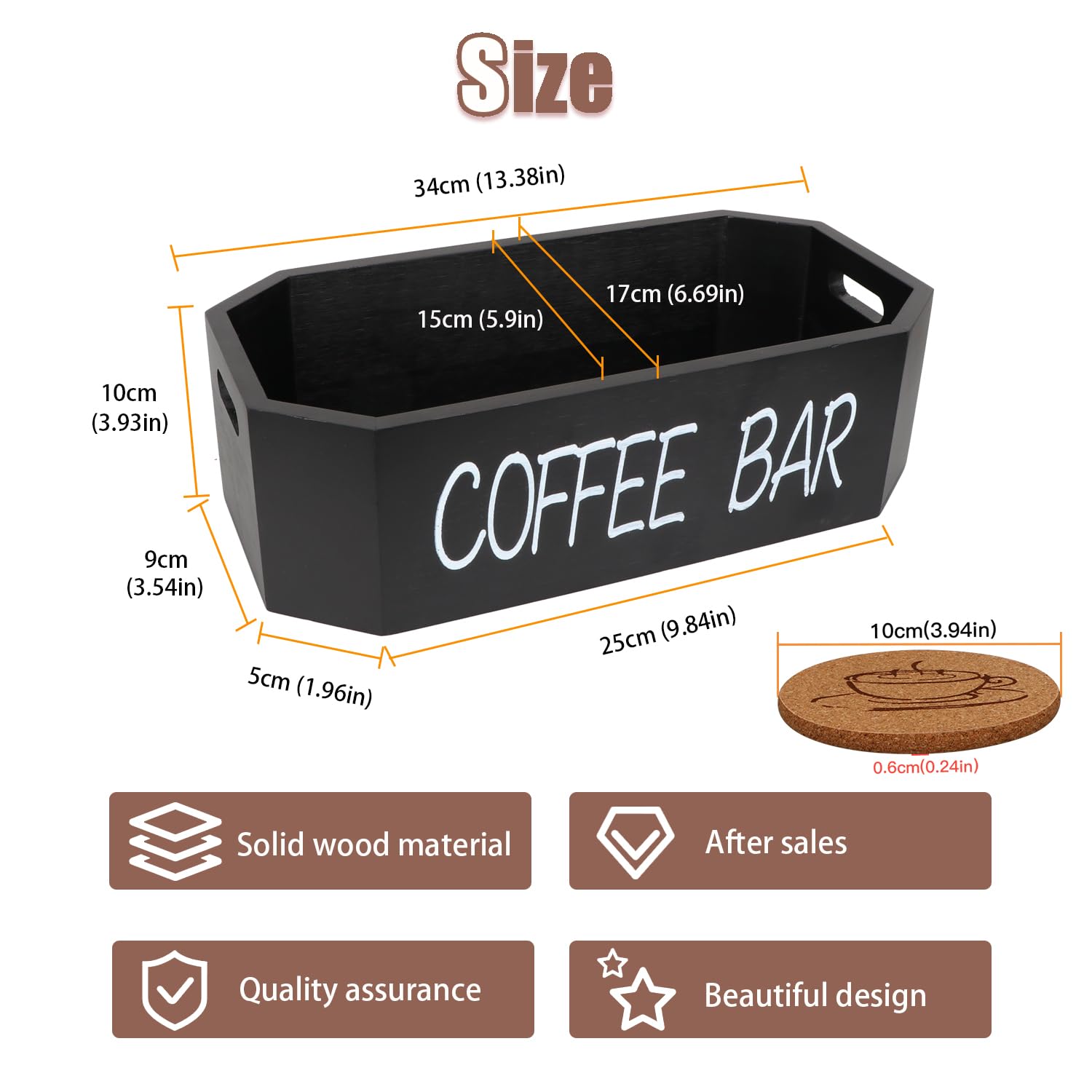 Farmhouse Style Coffee Station Organizer - Zimso Countertop Coffee Bar Organizer with Pod Holder for Keurig K-Cups & Accessories Storage | Perfect for Coffee Lovers, Home Kitchen Decor & Coffee Bar Display (Black Polygon)