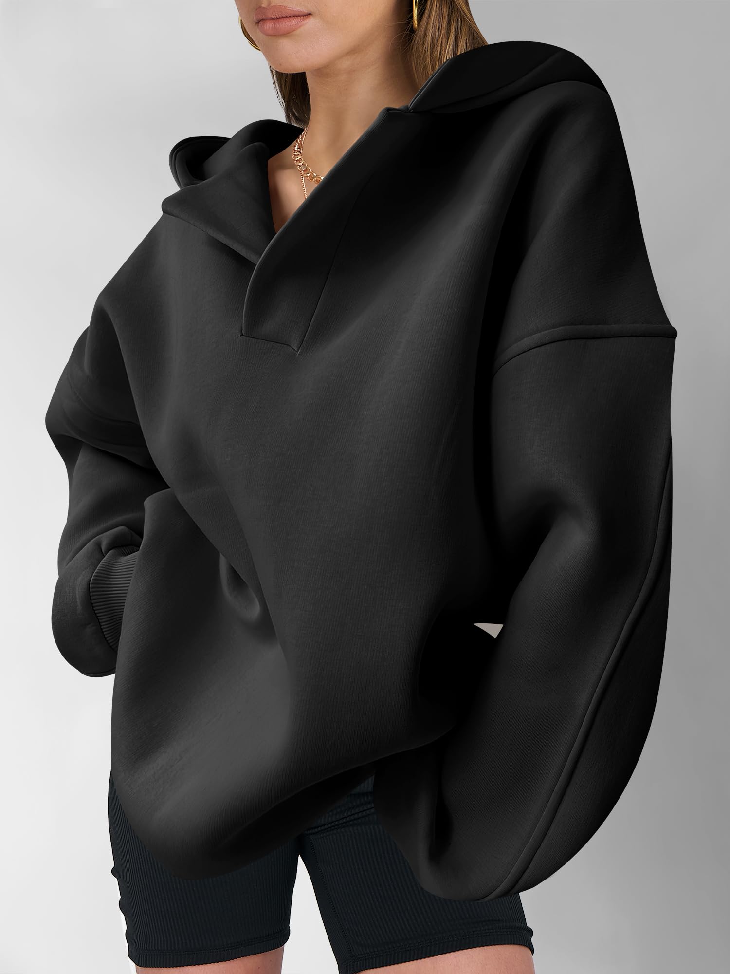 ANRABESS Women's Oversized Hoodies - V Neck Long Sleeve Pullover Sweatshirt for Casual Fall Wear | Trendy Preppy Clothes for Teen Girls 2025 | Perfect for School, Weekend Outings & Cozy Loungewear