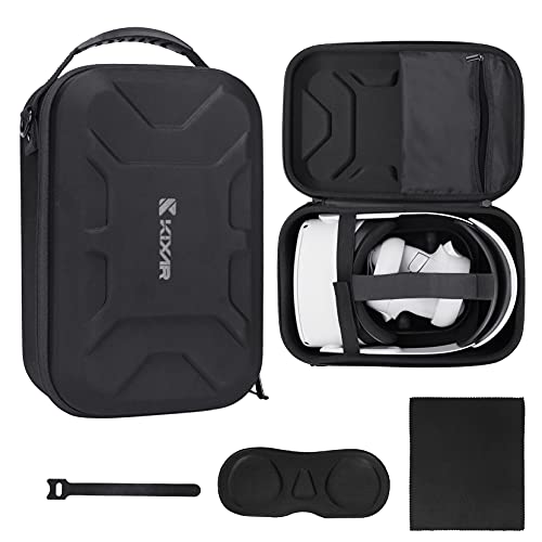 KIXAR Shockproof VR Hard Carrying Case for Oculus Quest 2 Headset & Elite Strap - Protective Travel Storage Bag for Controllers & Accessories (Device Not Included) | Perfect for Home, Travel & Gaming Sessions