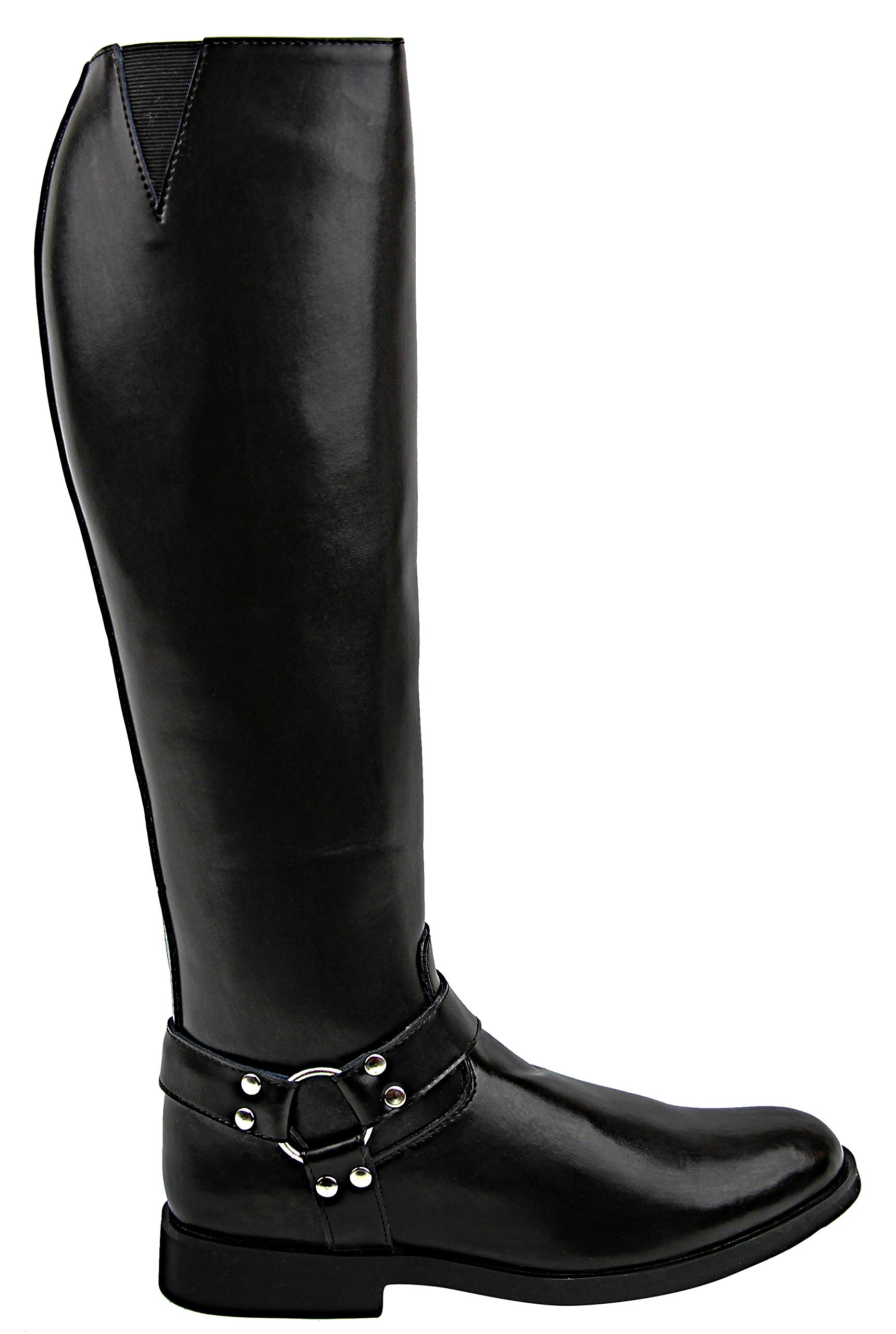 **Men's Casper Harness Motorcycle Boots - Black Leather Police Style Tall Riding Boots for Bikers & Fashion Enthusiasts | Perfect for Cruising, Motorcycle Rides & Urban Streetwear**