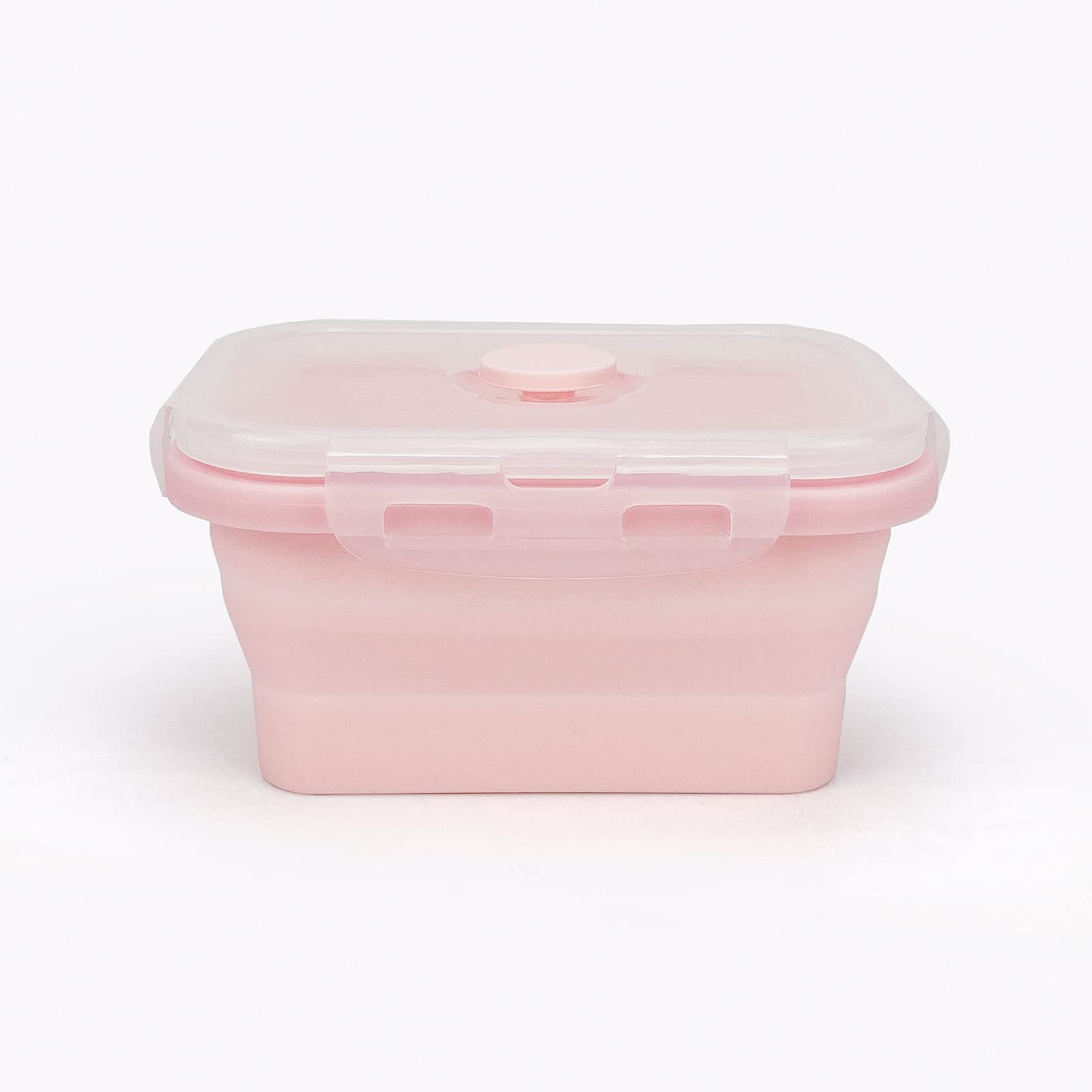 CCyanzi 3-Piece Collapsible Food Storage Containers with Lids - Microwave & Freezer Safe Silicone Lunch Box Set - Space Saving for Kitchen, Office, Camping & Travel (Pink) | Perfect for Meal Prep, Leftovers & On-the-Go Snacks