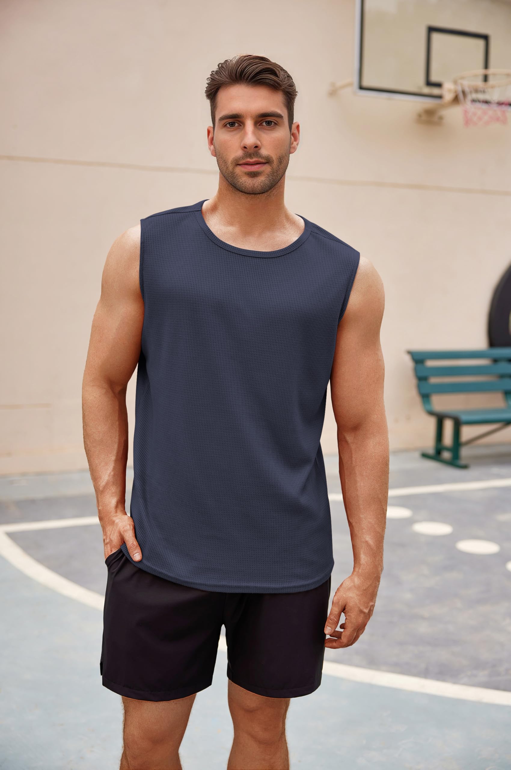 COOFANDY Men's Workout Tank Tops - 2 Pack Sleeveless Gym Shirts for Men, Breathable Waffle Knit Muscle Tees for Running, Weightlifting & Casual Wear | Athletic Performance & Comfort