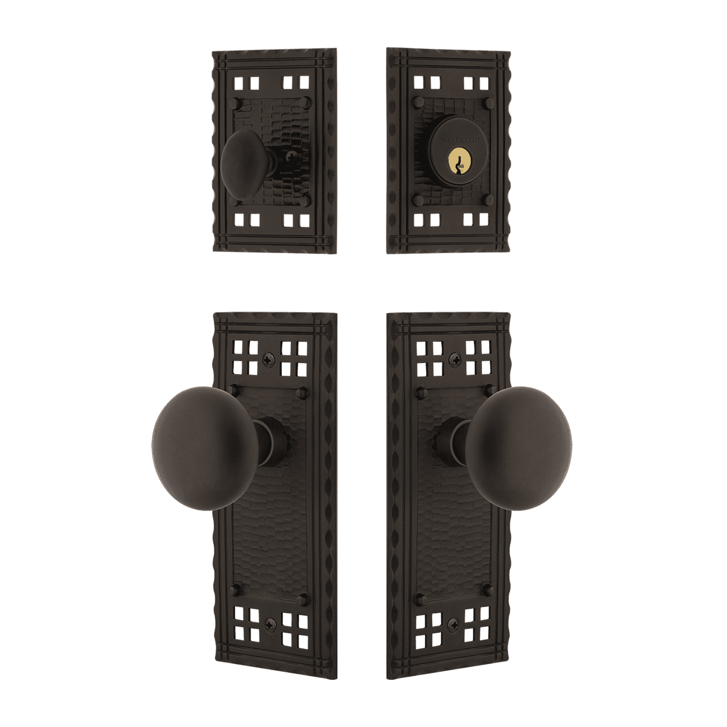 Craftsman Entry Door Set with New York Knob in Oil Rubbed Bronze Finish - Durable & Stylish Front Door Hardware for Home Security & Curb Appeal