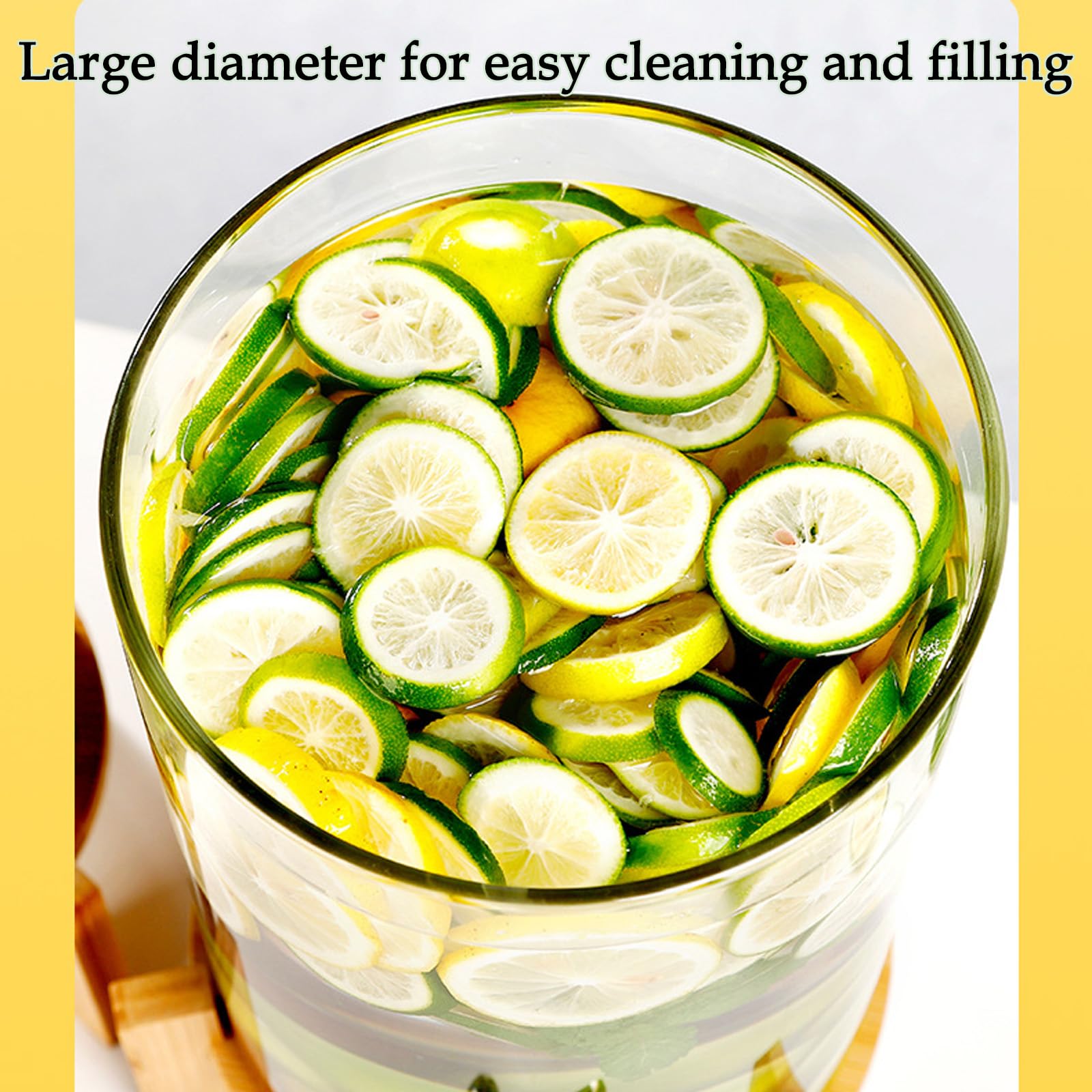 7.5L Glass Beverage Dispenser with Wooden Stand & Faucet - Iced Water Drink Dispenser for Parties, Weddings, Daily Use - Cold Beverage Machine with Bracket