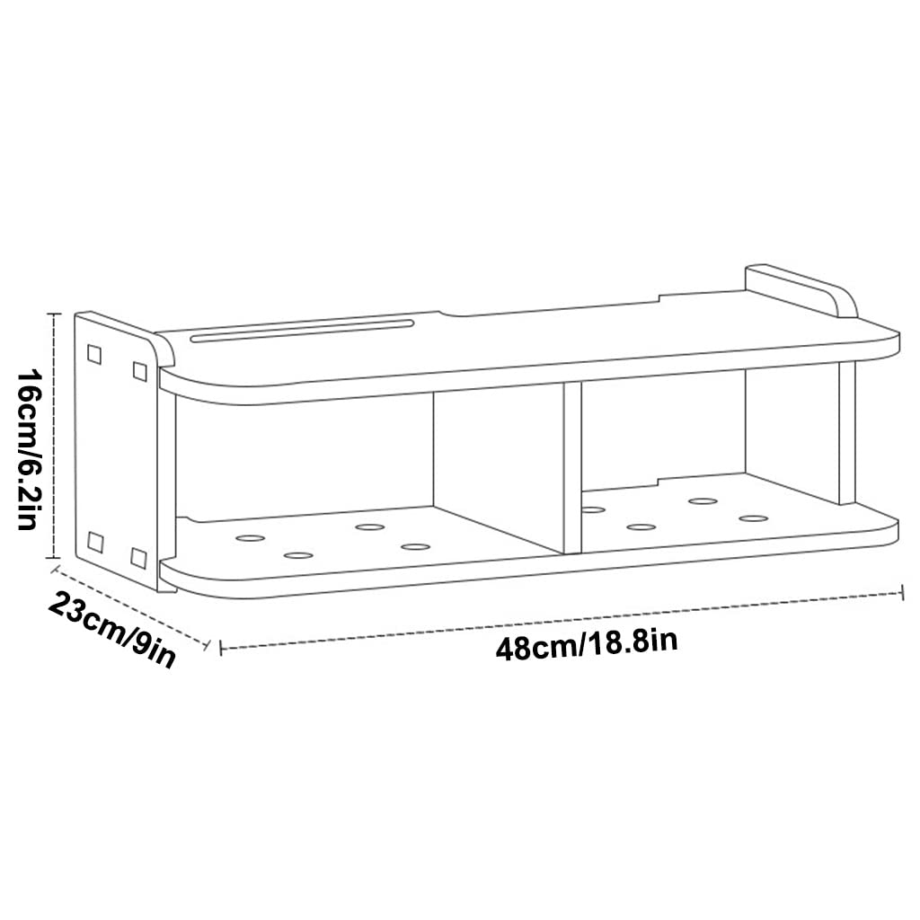 Wall Mount WiFi Router Storage Rack - Organizer Box for Wireless Router, Set Top Box, DVD Player & Cables | Space Saving Home & Office Network Equipment Organizer for Neat Entertainment Centers