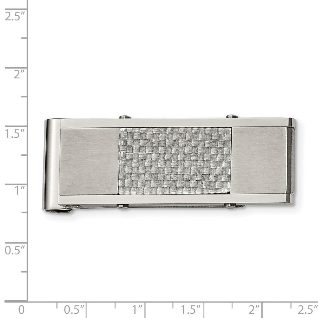 Premium Stainless Steel Brushed Polished Grey Carbon Fiber Money Clip - 49x19mm Wide Slim Wallet Alternative for Men - Perfect for Cash, Cards & Everyday Carry (EDC)