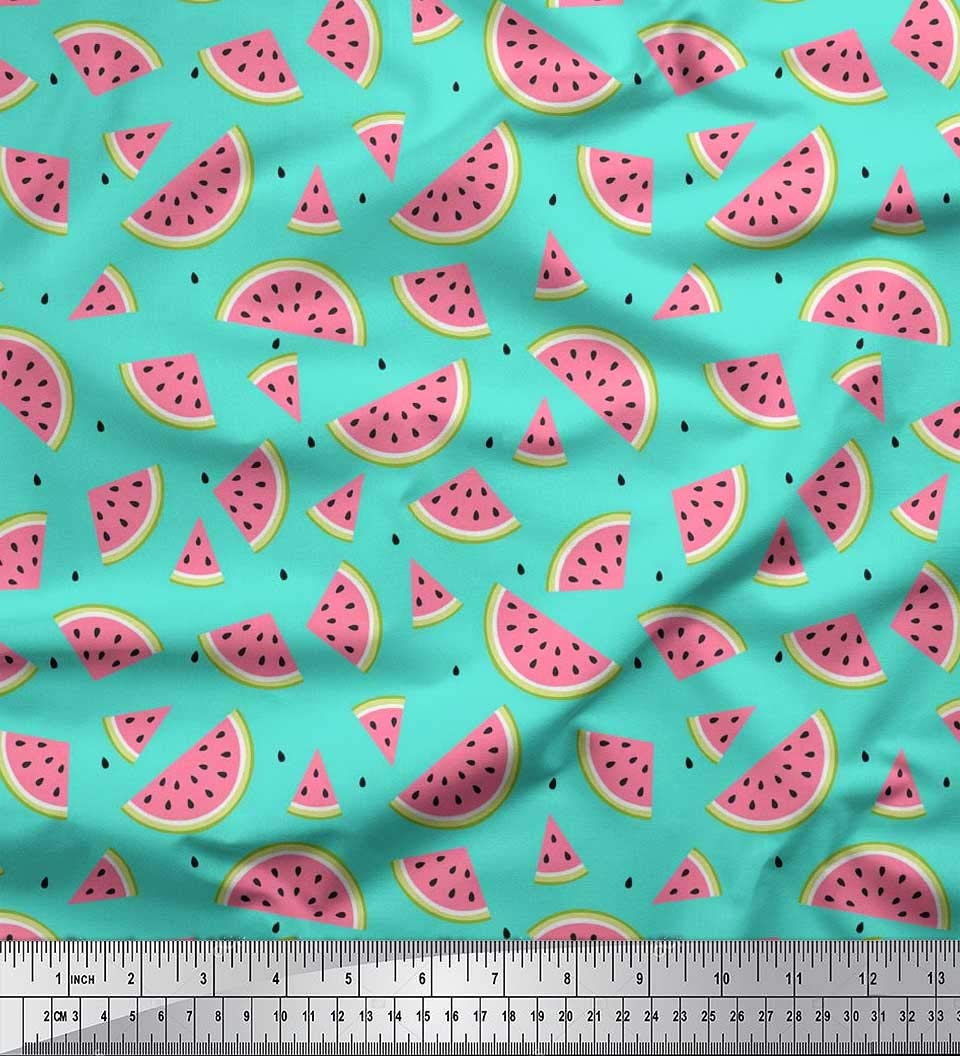 Soimoi Velvet Fabric - Watermelon & Seeds Print - 58 Inch Wide Craft Fabric by The Yard - Perfect for DIY Sewing, Upholstery, and Home Decor Projects
