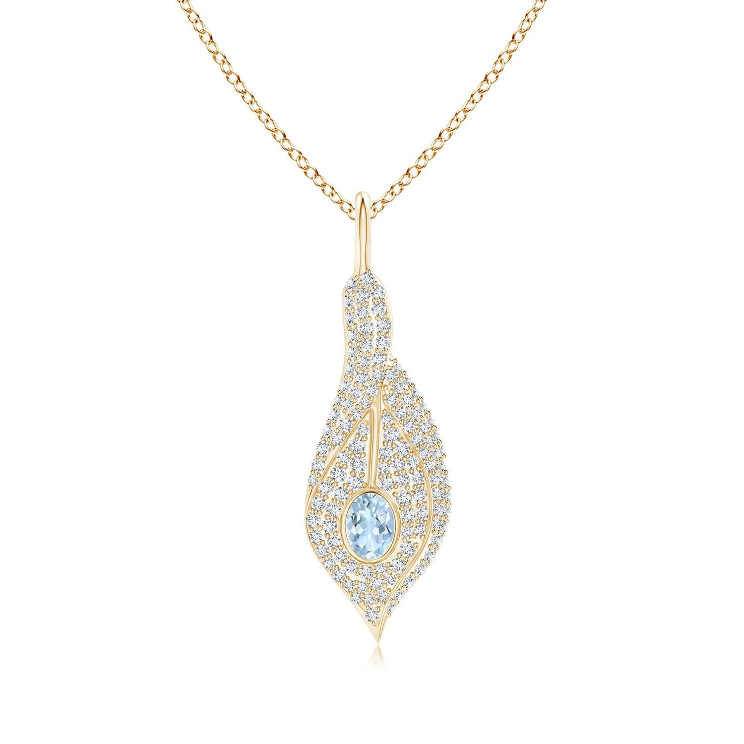 Natural Aquamarine Pendant Necklace for Women - 14K Solid Gold March Birthstone Jewelry | Elegant Gift for Her, Birthday, Anniversary & Special Occasions | Perfect for Weddings, Parties & Everyday Wear