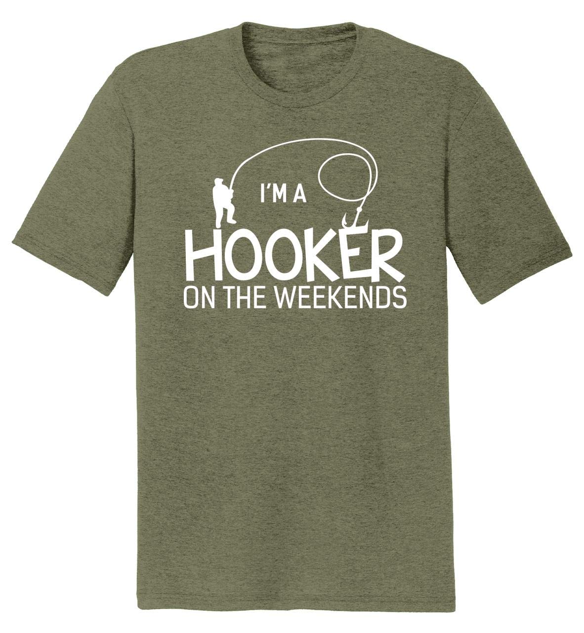 Funny Fishing T-Shirt for Men - 'I'm a Hooker on the Weekends' Humorous Tri-Blend Tee - Perfect for Fishing Trips, Weekend Outings & Gifts