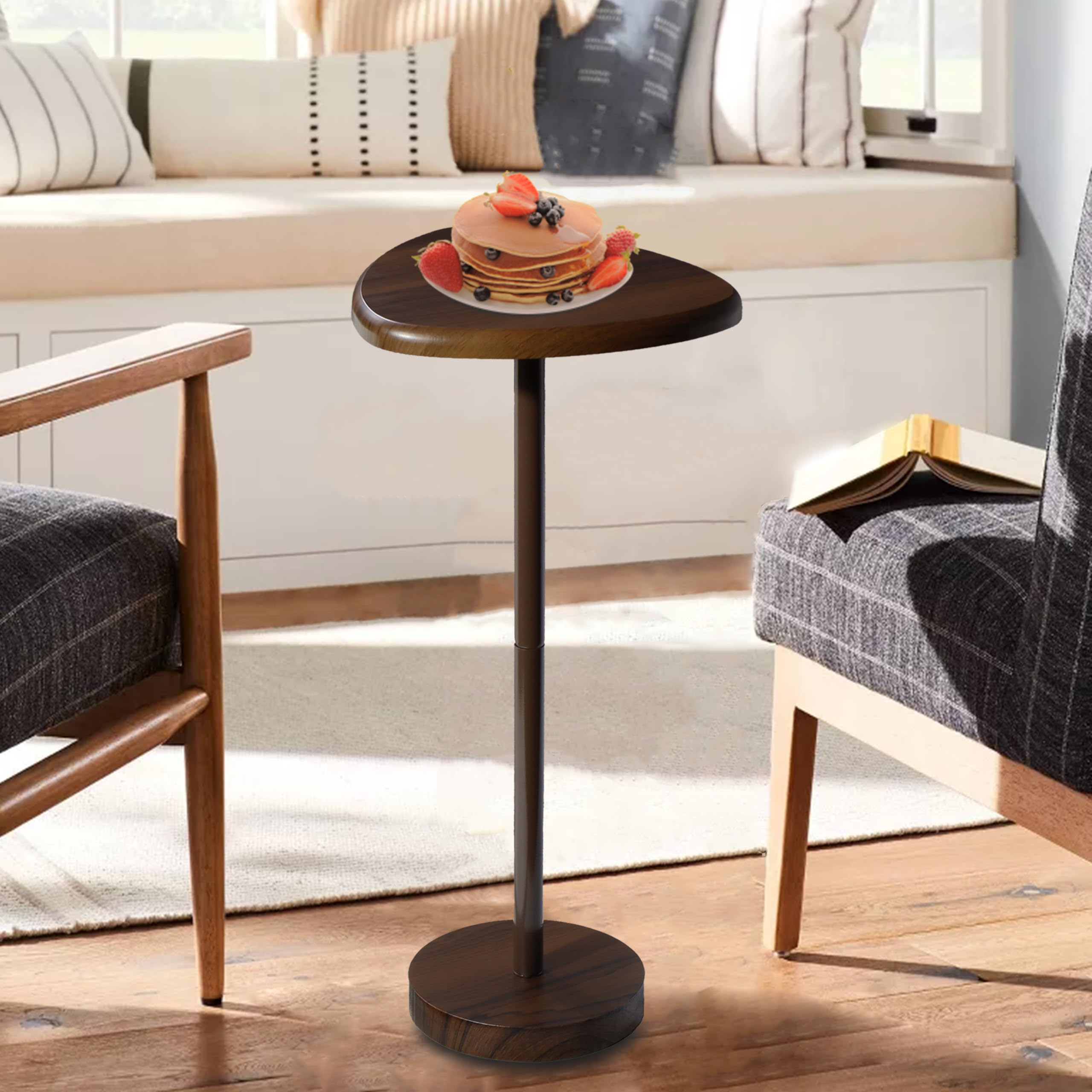 **Brown Metal Martini Drink Table - Pedestal Side Table for Living Room, Small Space Accent Table - Perfect for Cocktails, Coffee & Home Decor**