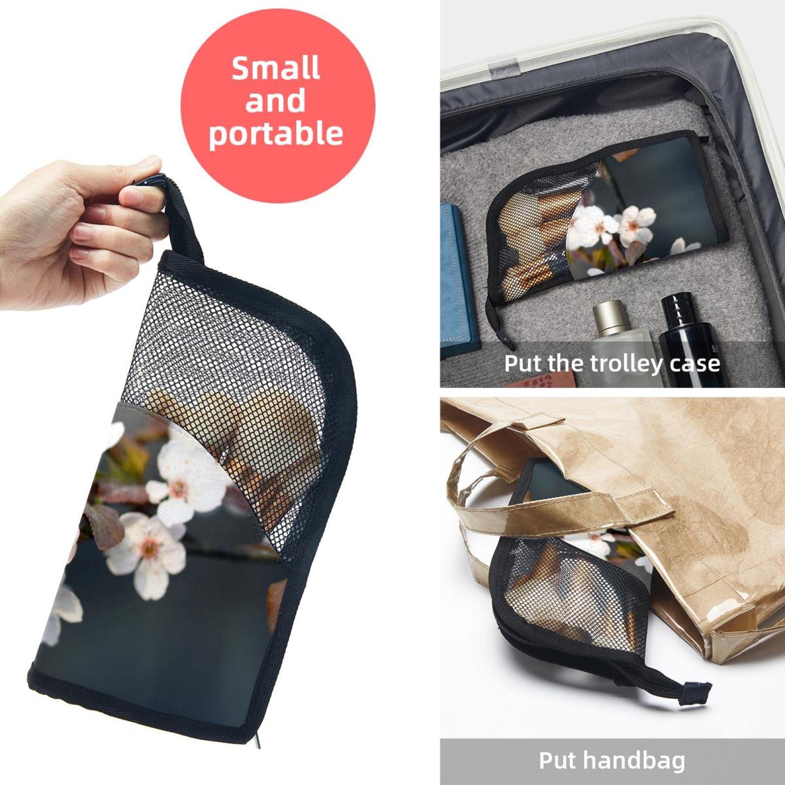 12-Piece Makeup Brush Organizer Bag with Portable Holder Case - Tree Blossom White Flower Design for Travel & Home Storage | Makeup Brush Storage Solution for Artists & Beauty Enthusiasts