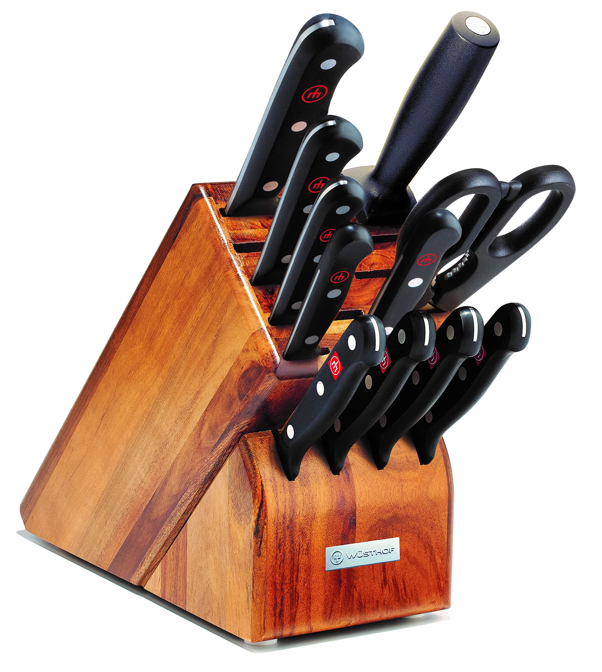 Wusthof Gourmet 12-Piece Acacia Wood Knife Block Set - Premium Kitchen Knives for Chefs & Home Cooking - Perfect for Meal Prep, Slicing, Dicing & Food Presentation