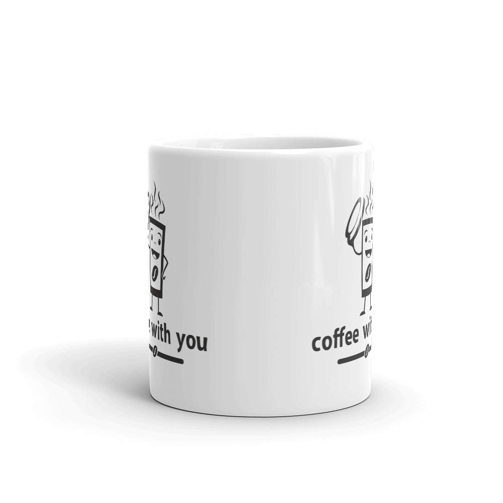 11 oz Ceramic Coffee Mug with Lid - Funny Smiling Coffee Cup for Office, Work, or Tea - Perfect Gift Idea for Coffee Lovers - Great for Home, Office & Gifting
