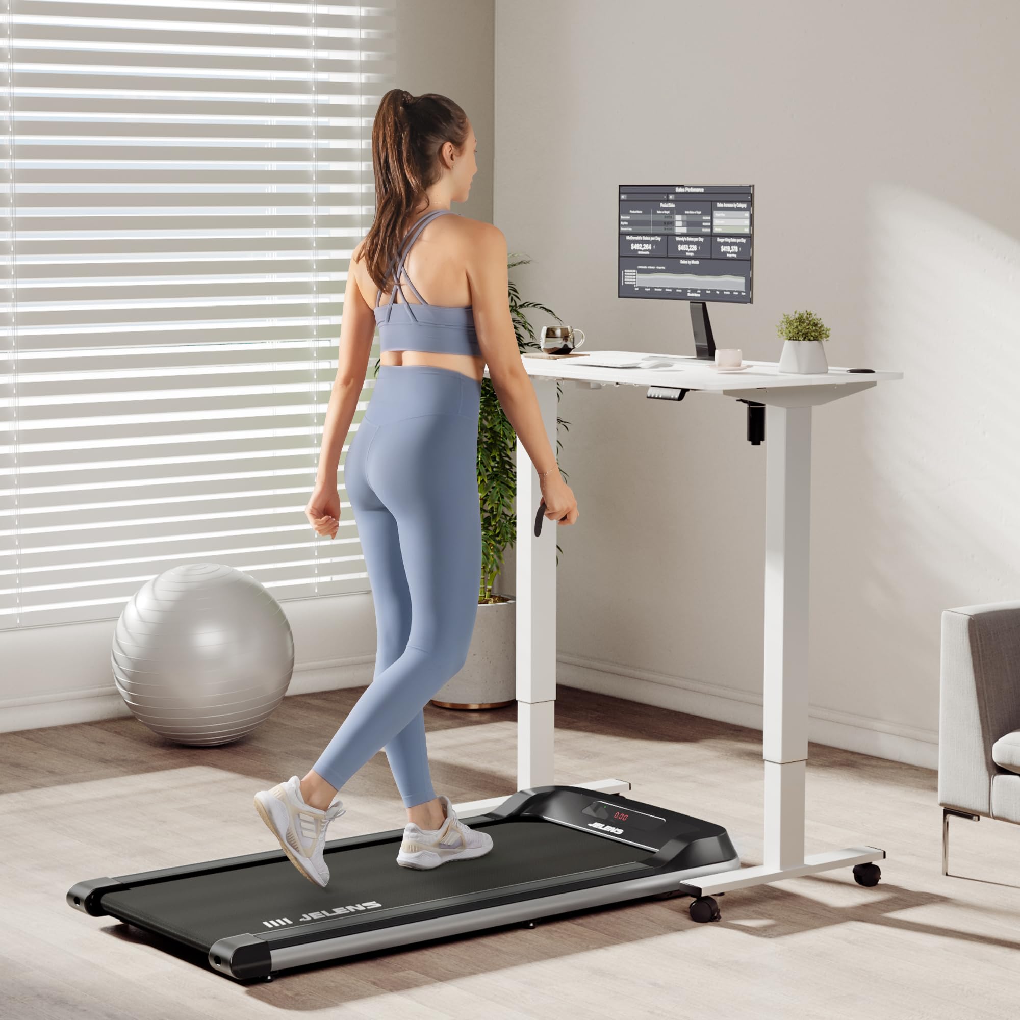 2 in 1 Walking Pad Treadmill for Home & Office - Under Desk Treadmill with Remote Control, 2.5HP Portable Walking/Jogging Machine, LED Display - Perfect for Small Spaces, Workouts While Working, Home Gym & Apartment Fitness