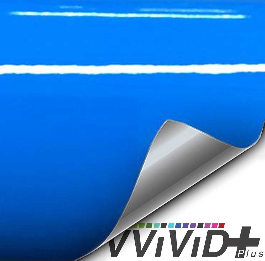 VVIVID+ Glossy Smurf Blue Vinyl Car Wrap Film - DIY Easy to Install No-Mess Decal (1ft x 5ft) for Cars, Trucks & Motorcycles - Perfect for Vehicle Customization & Protection
