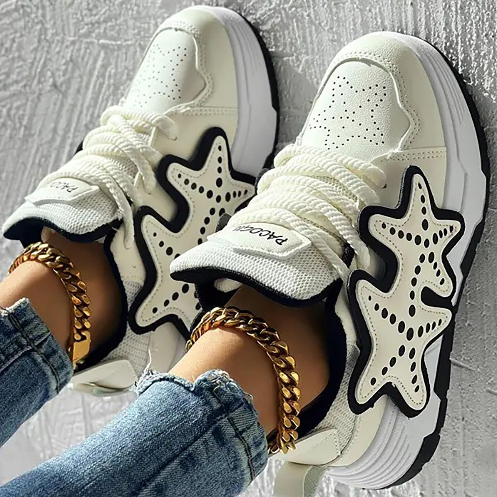 Women's Running Shoes - Lightweight PU Sneakers with Star Design for Walking, Jogging & Casual Wear | Perfect for Gym, Workout & Everyday Use