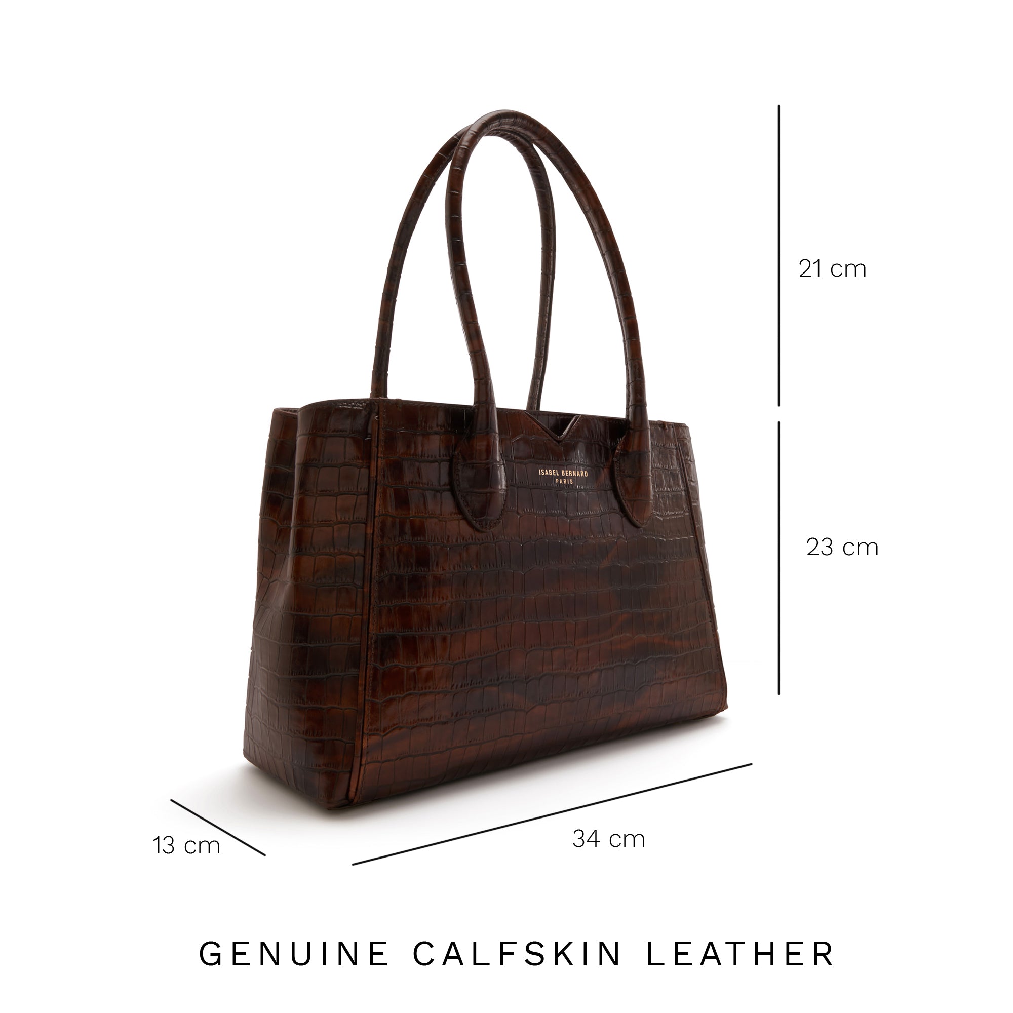 Isabel Croco Brown Calfskin Leather Handbag and Wallet Set for Women | Luxury Designer Purse with Matching Wallet | Perfect for Work, Travel, and Special Occasions