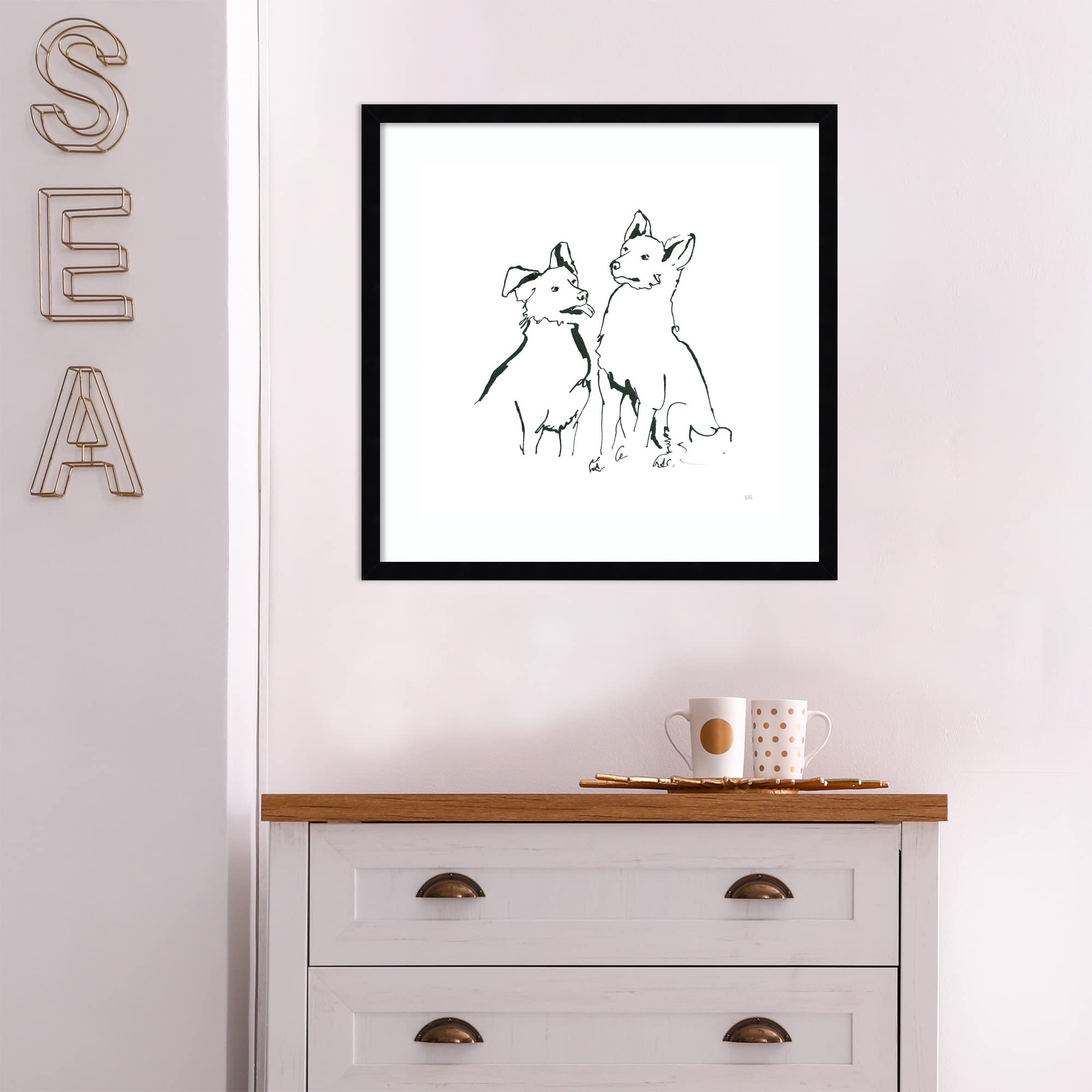Amanti Art Framed Wall Art Print - 21x21 Lovable Mutts VI by Chris Paschke | Black & White Animal Wall Decor | Medium Poster Painting for Living Room, Bedroom, Office | Perfect for Pet Lovers & Modern Home Decor