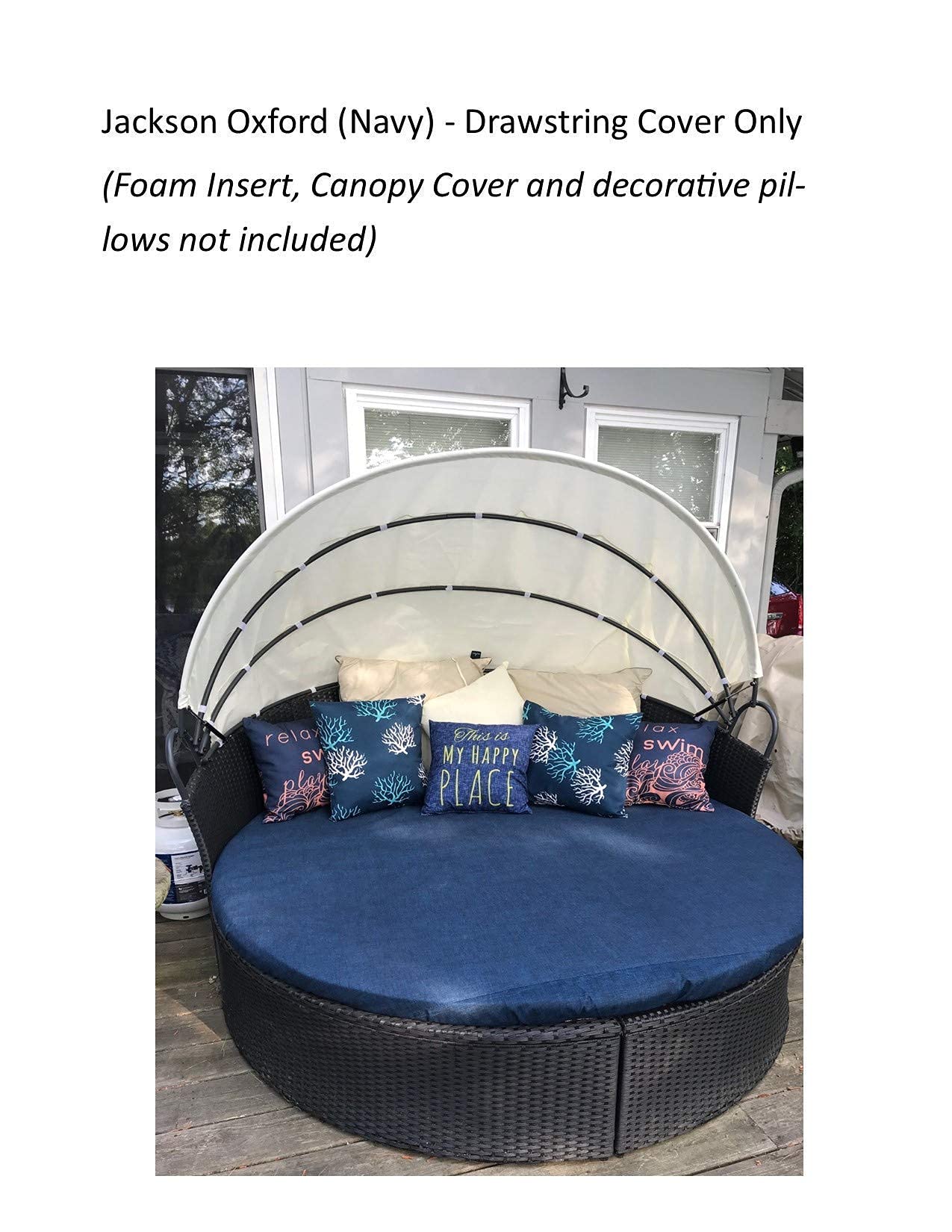 Waterproof Outdoor Round Daybed Cover with Drawstring - UV Resistant, Fade Proof - Perfect for Patio, Garden, Poolside & Backyard Relaxation