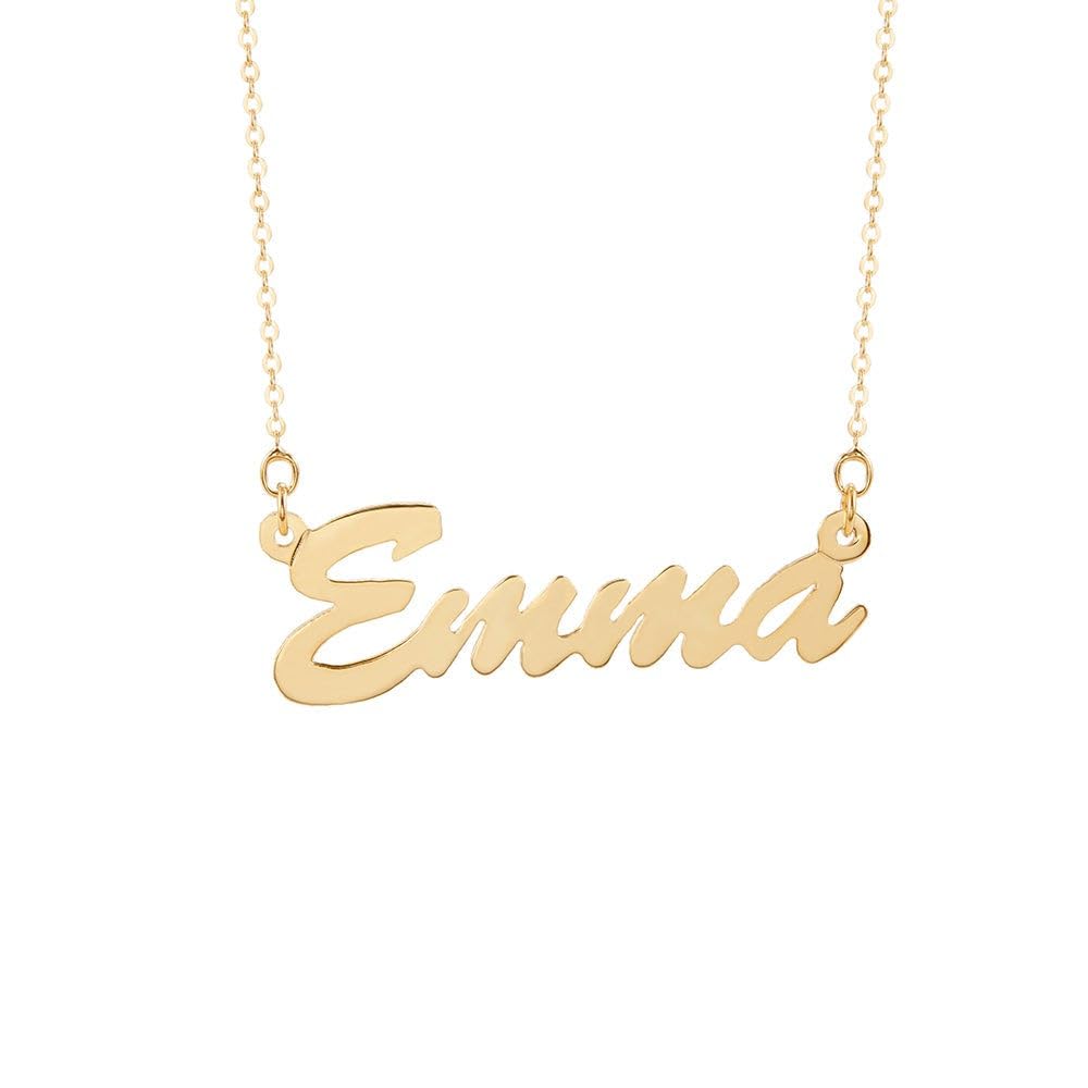 EVE'S ADDICTION Custom Gold Plated Thin Script Nameplate Necklace - Personalized 16