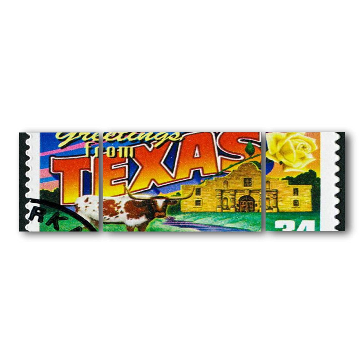 Texas Stamp Framed Canvas Wall Art - Giclee Prints for Living Room & Office Decor - Family Paintings & Fashion Artwork - Perfect for Home, Bedroom, or Gift Giving