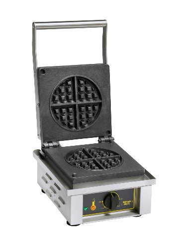 Equipex GES75 Commercial Single Round Waffle Maker - 220V Professional Waffle Iron for Restaurants, Cafes & Breakfast Buffets - Perfect for Belgian Waffles, Pancakes & Desserts