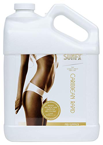 SunFX Caribbean Rapid All Natural Spray Tanning Solution 11% DHA - 1 Gallon (128 fl oz) Light Summer | Professional Sunless Tan for Salon & Home Use | Achieve a Natural Bronze Glow Year-Round