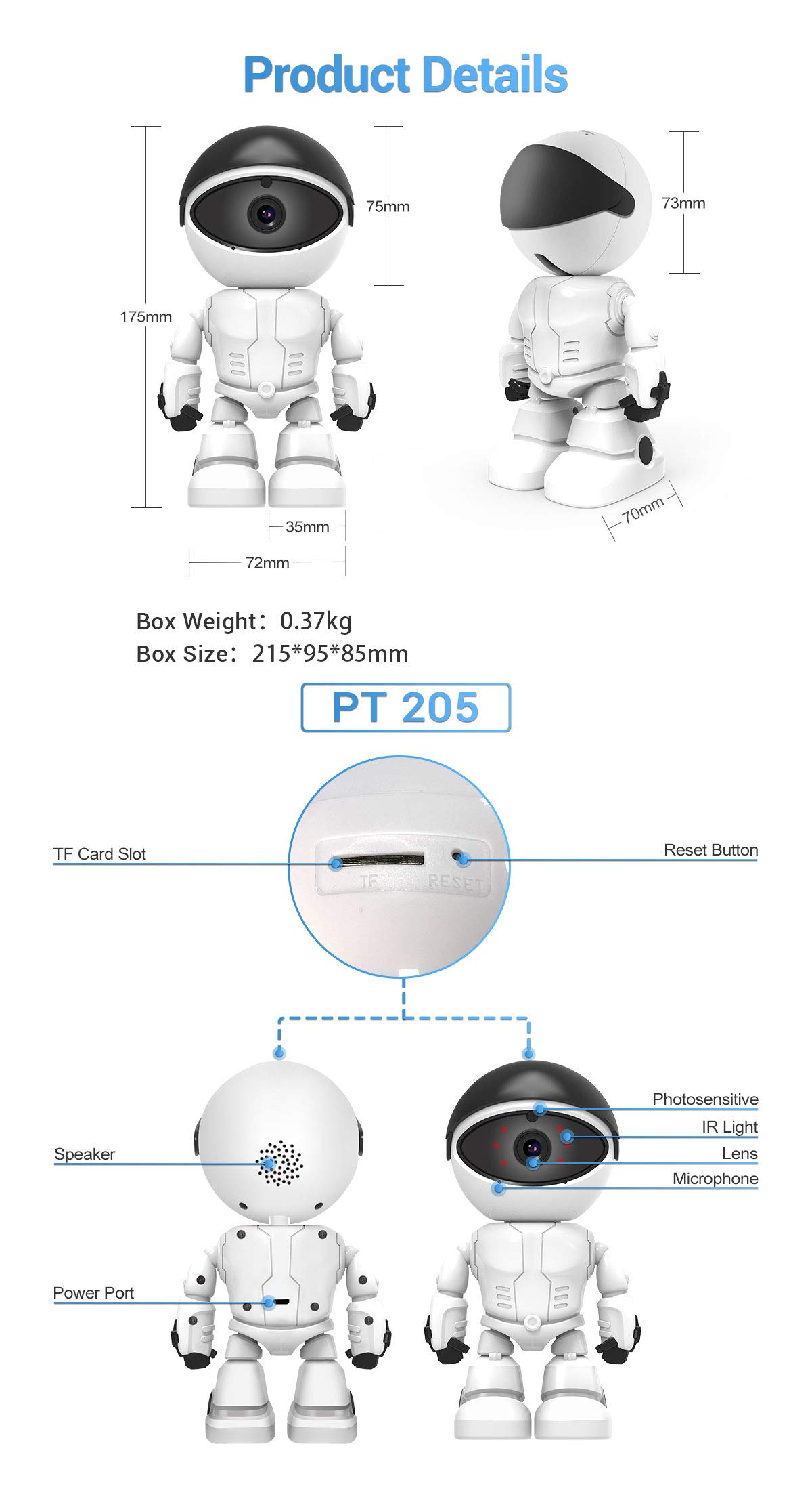 2MP 1080P HD WiFi Security Camera with 2.8mm Lens, 10M IR Night Vision, Motion Detection & Auto Tracking, Built-in Mic, AI Human Detection, PTZ IP Camera for Home/Office Surveillance - Indoor/Outdoor Use, Baby/Pet Monitoring, Business Security