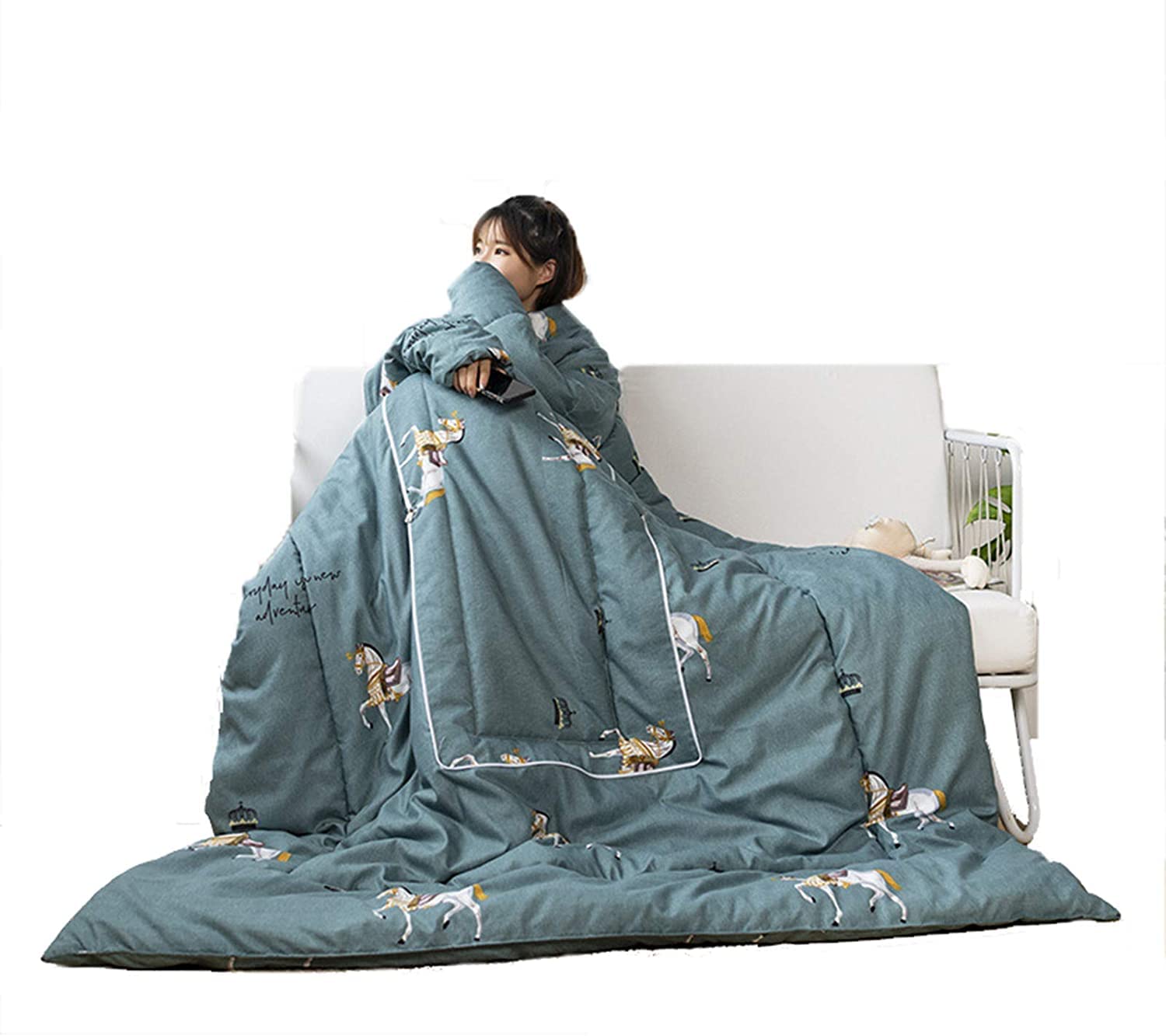 MOSHUO Wearable Blanket with Sleeves - Ultra Soft & Warm Fleece Throw Blanket for Adults & Kids - Perfect for Winter, Home, Office, Gaming & Movie Nights (Grey) - Cozy for Reading, Napping & Relaxing on Couch