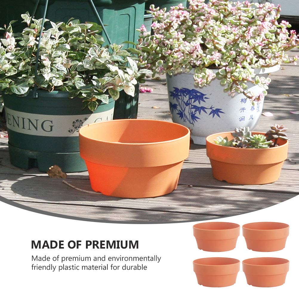 4-Piece Round Decorative Plant Pots - Modern Plastic Flower Pot Set for Home & Garden Decor - Perfect for Indoor Plants, Succulents, and Herbs