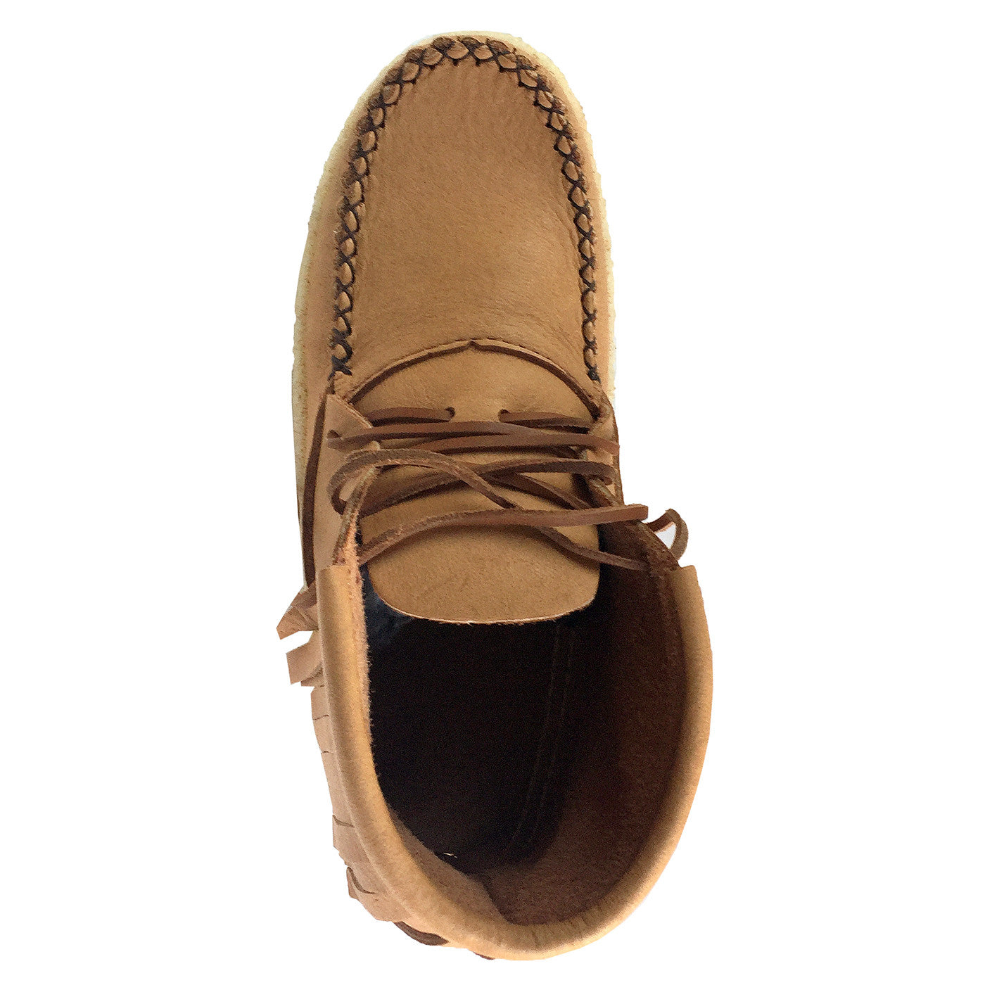 Women's Fringed Crepe Sole Moose Hide Moccasin Boots - Comfortable Winter Ankle Boots for Casual Wear & Outdoor Adventures