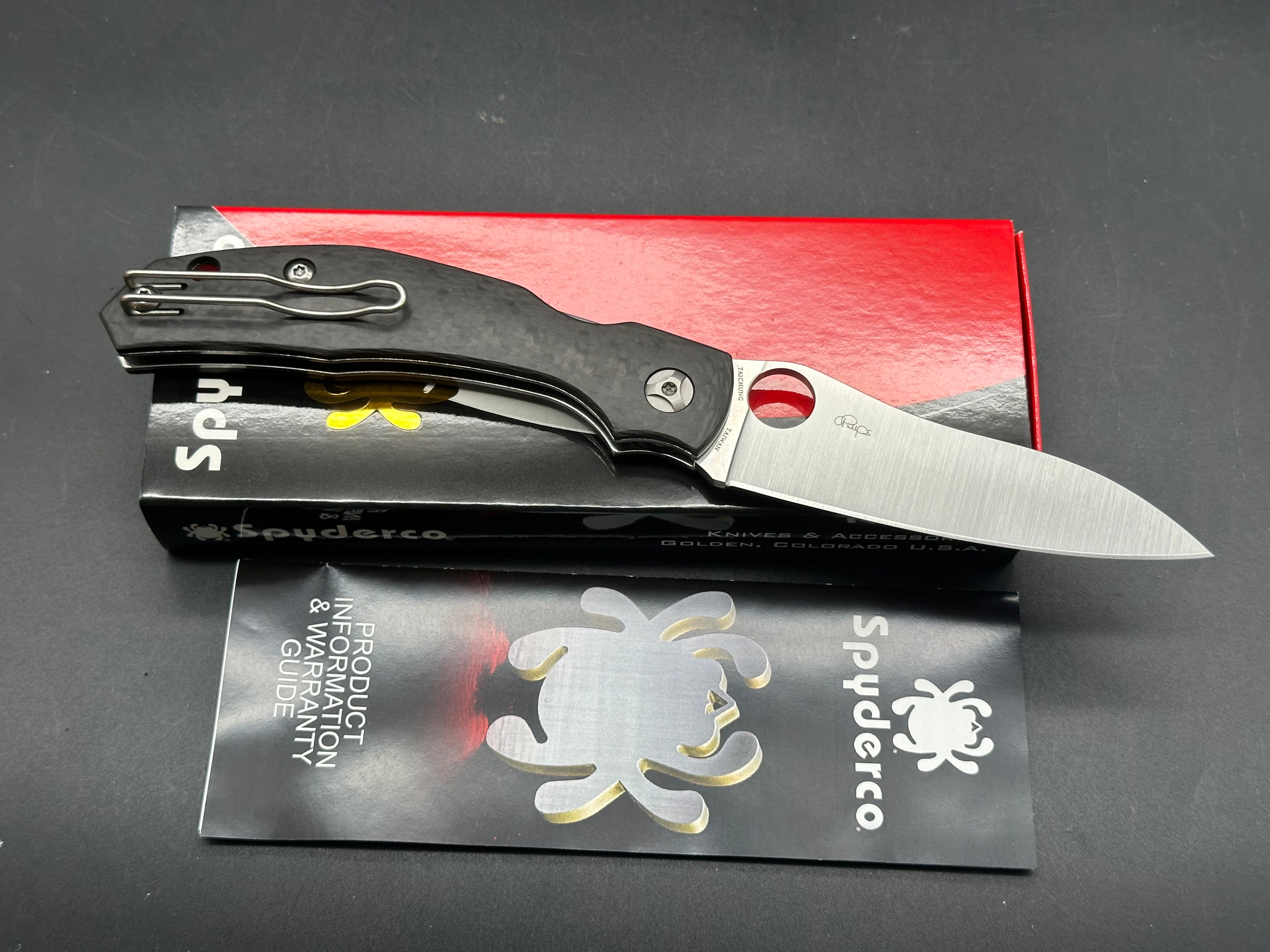 Spyderco Kapara Carbon Fiber Folding Knife with S30V Stainless Steel Blade - EDC, Outdoor, Camping & Everyday Carry