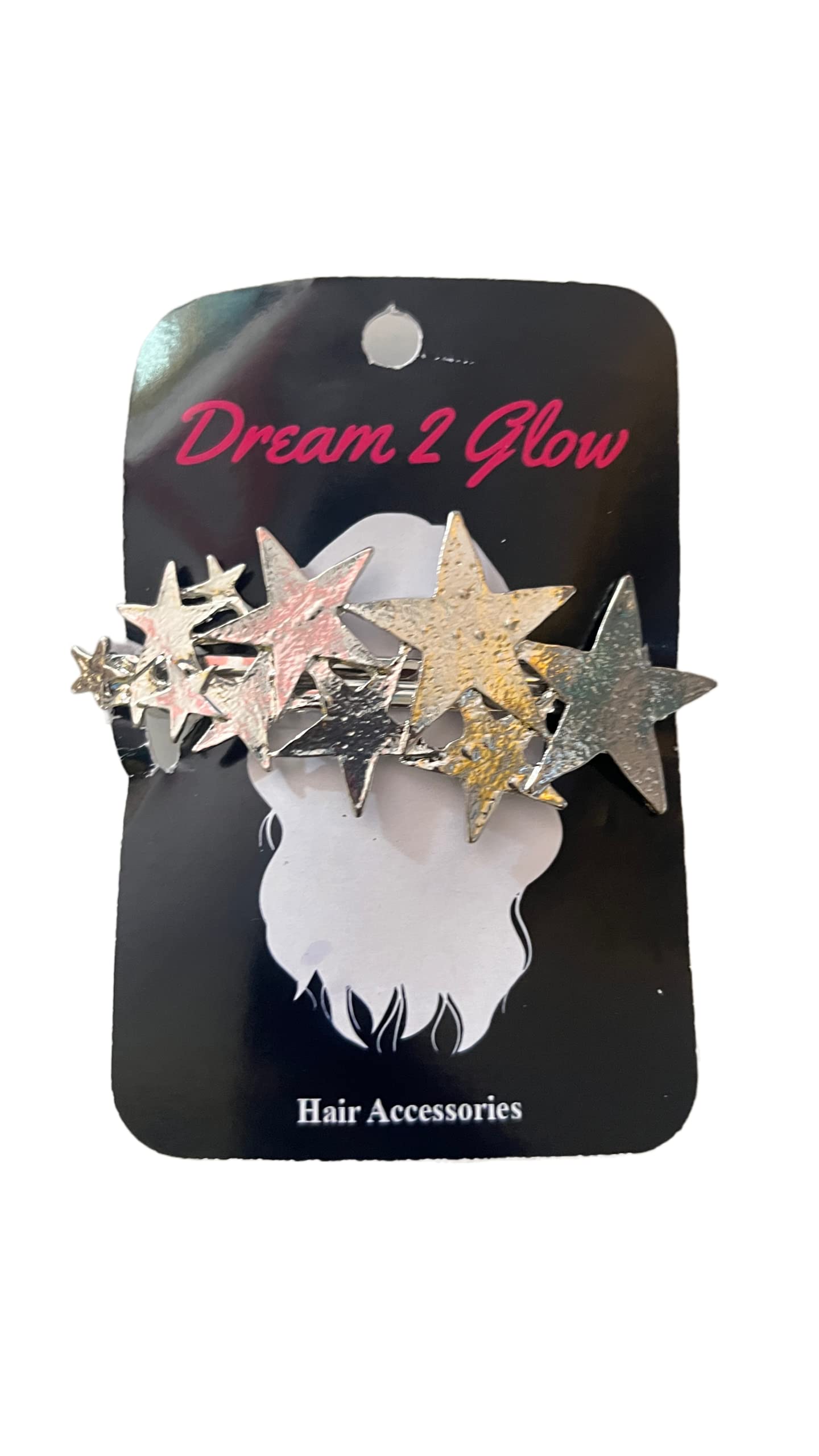 Star Silver Hair Clips - 4 Inch Metal Hair Claw Clips for Women, Gold Hair Clamps for Thin Hair - Perfect for Updos, Ponytails & Everyday Styling