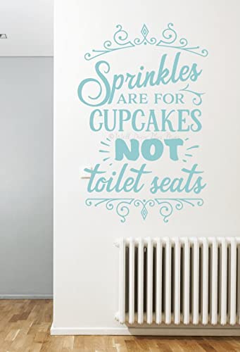Funny Bathroom Wall Decals - Cupcake Sprinkles Not Toilet Sticker Art 36x23 Inch - Waterproof Vinyl Decor for Beach House, Powder Room & Kids Bathroom - Humorous Home Decor for Parties & Coastal Themed Spaces