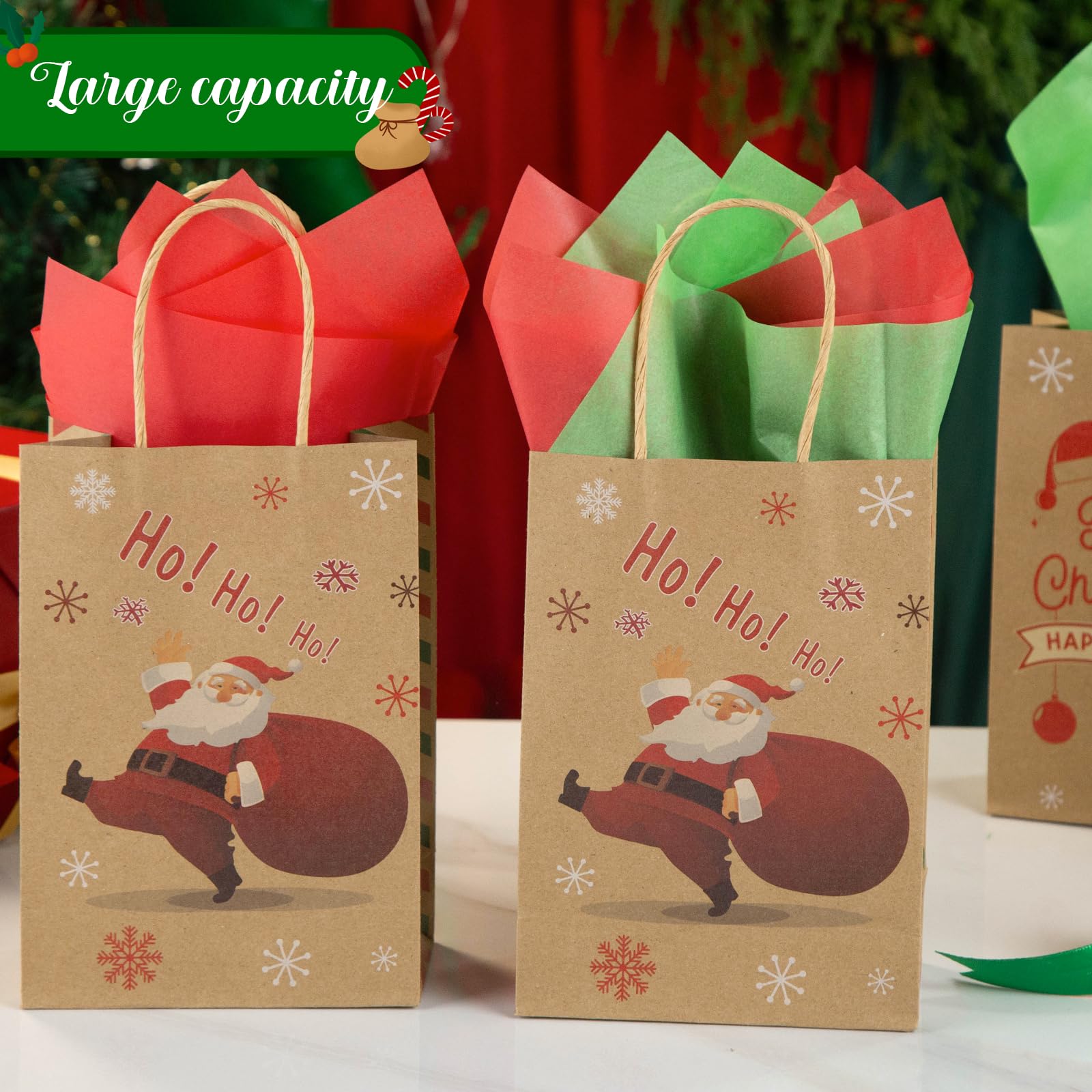 VGOODALL 12PCS Christmas Gift Bags with Tissue Paper - Holiday Treat Bags with Handles for Christmas Party Favors, Gift Exchange & Holiday Celebrations - Perfect for Classroom Gifts, Office Parties & Family Gatherings