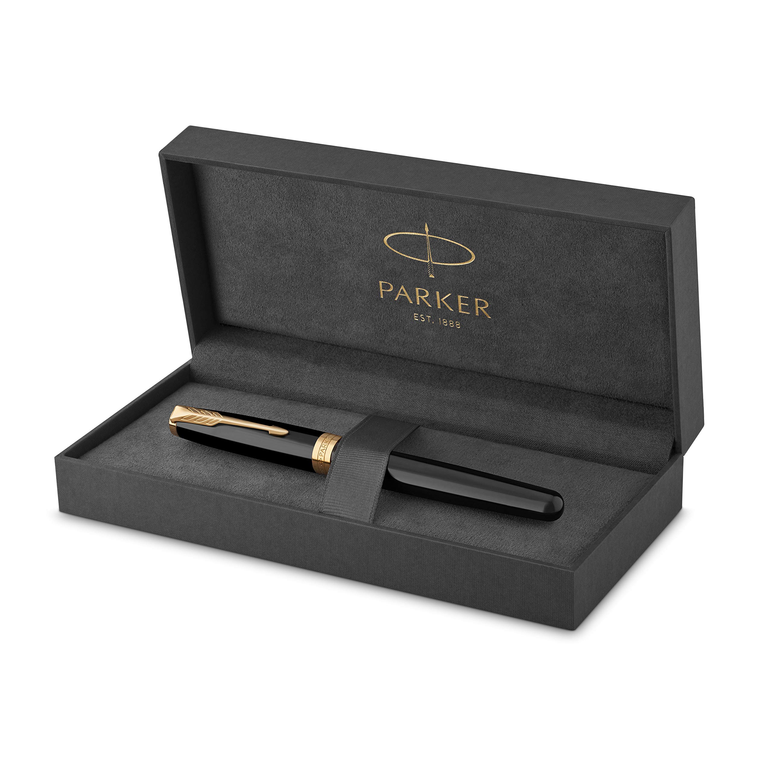 PARKER 1950550 Sonnet Rack Black GT Fountain Pen with 18K Gold Nib - Fine Point, Authentic Imported Gift Box - Perfect for Writing, Calligraphy & Elegant Gifting