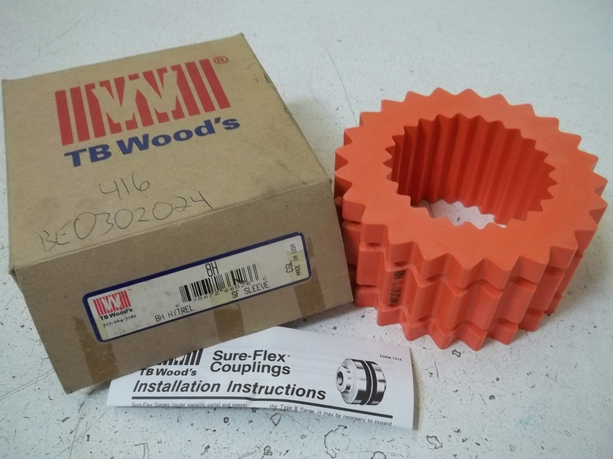 TB WOOD'S 8H Sleeve Coupling (Orange) - Brand New in Box | High-Quality Industrial Power Transmission Component for Pumps, Compressors & Conveyors