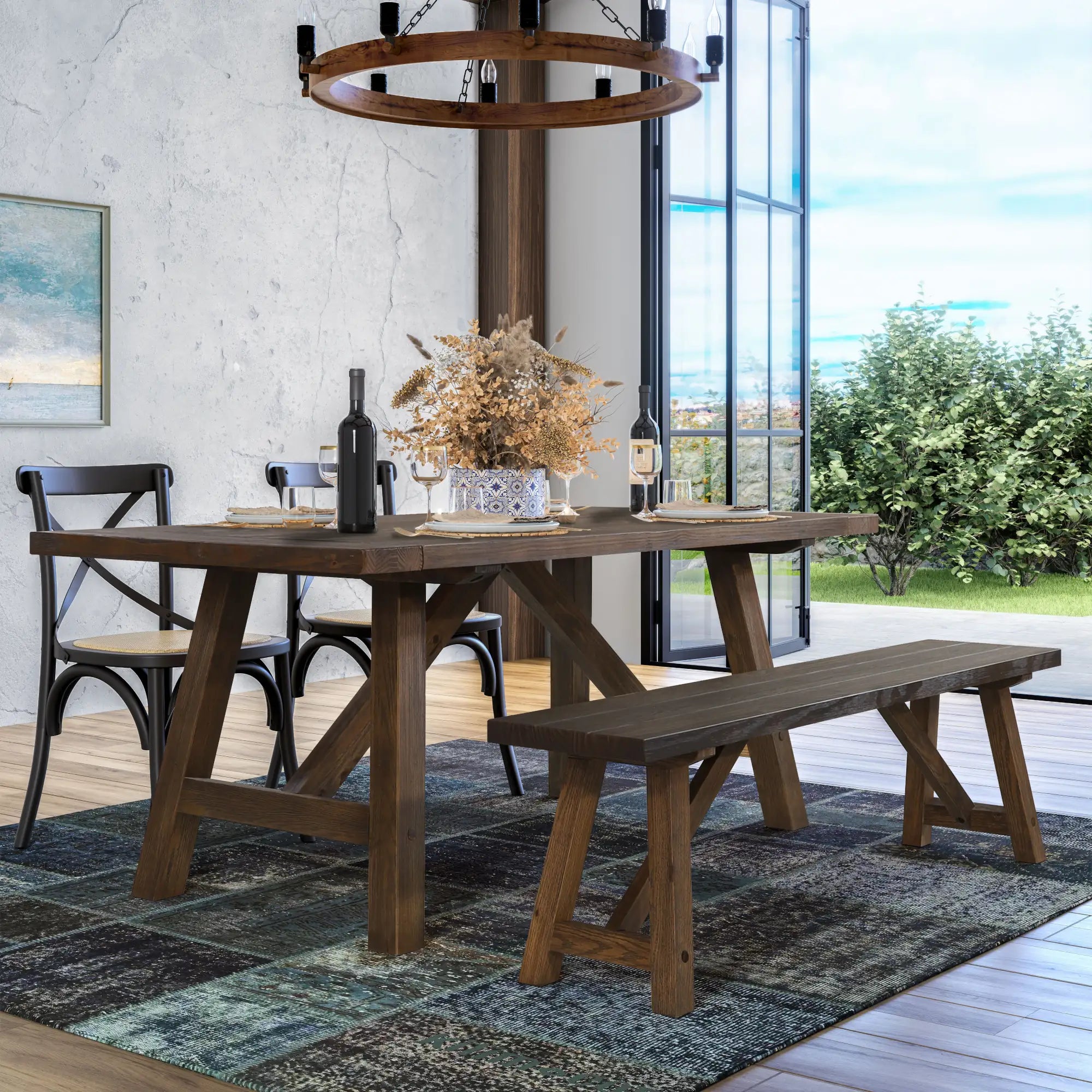 Customizable Cascais 72-Inch Modern Dining Table - Extendable Wooden Table for 8-10 People - Perfect for Family Gatherings & Dinner Parties
