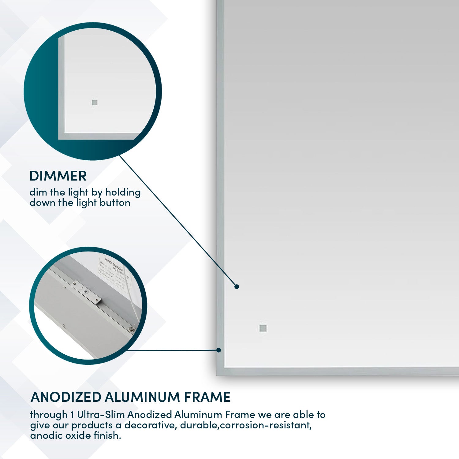 Aquadom Edge 40x32 Inch LED Lighted Bathroom Mirror with Anti-Fog - Modern Vanity Mirror for Makeup & Shaving - Perfect for Small Bathrooms & Bedrooms