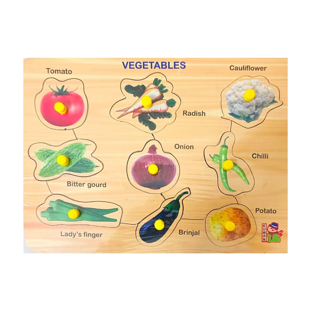 3-Piece Wooden Learning Puzzle Set for Kids & Adults - Number 1-20, ABCD Alphabet, Vegetables - Educational Toys for Toddlers 3+ and Family Fun Learning Activities