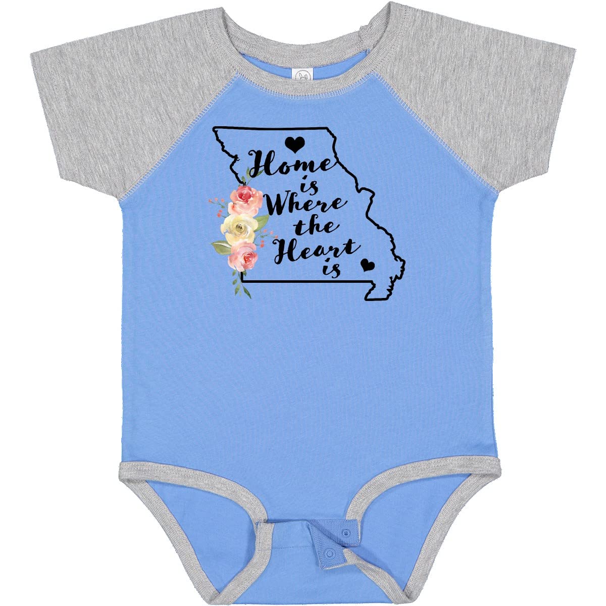 Inktastic Missouri Home is Where The Heart is Watercolor Baby Bodysuit - Soft Cotton Onesie for Newborns & Infants - Perfect for Family Photos, Holidays & Everyday Wear