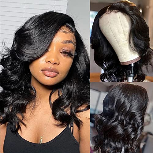 ISEE 14 Inch Brazilian Human Hair Wig - 10A Body Wave 180% Density 13x4 Lace Frontal Wig for Women | Pre-Plucked with Baby Hair, Natural Hairline & Color | Perfect for Daily Wear, Cosplay, and Special Occasions